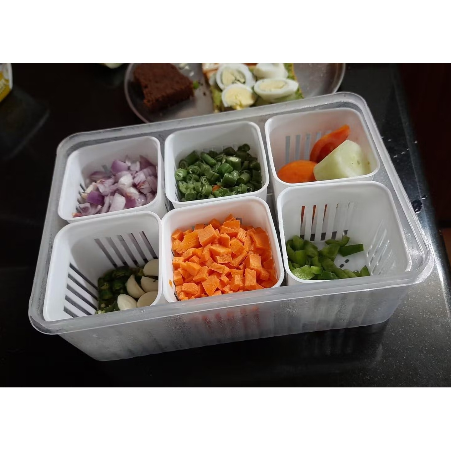 Fridge Storage Boxes Freezer Storage Containers, Container for Kitchen Storage Set, Storage in Kitchen, Vegetable Storage, Draining Crisper Refrigerator Food Box (1 Pc)