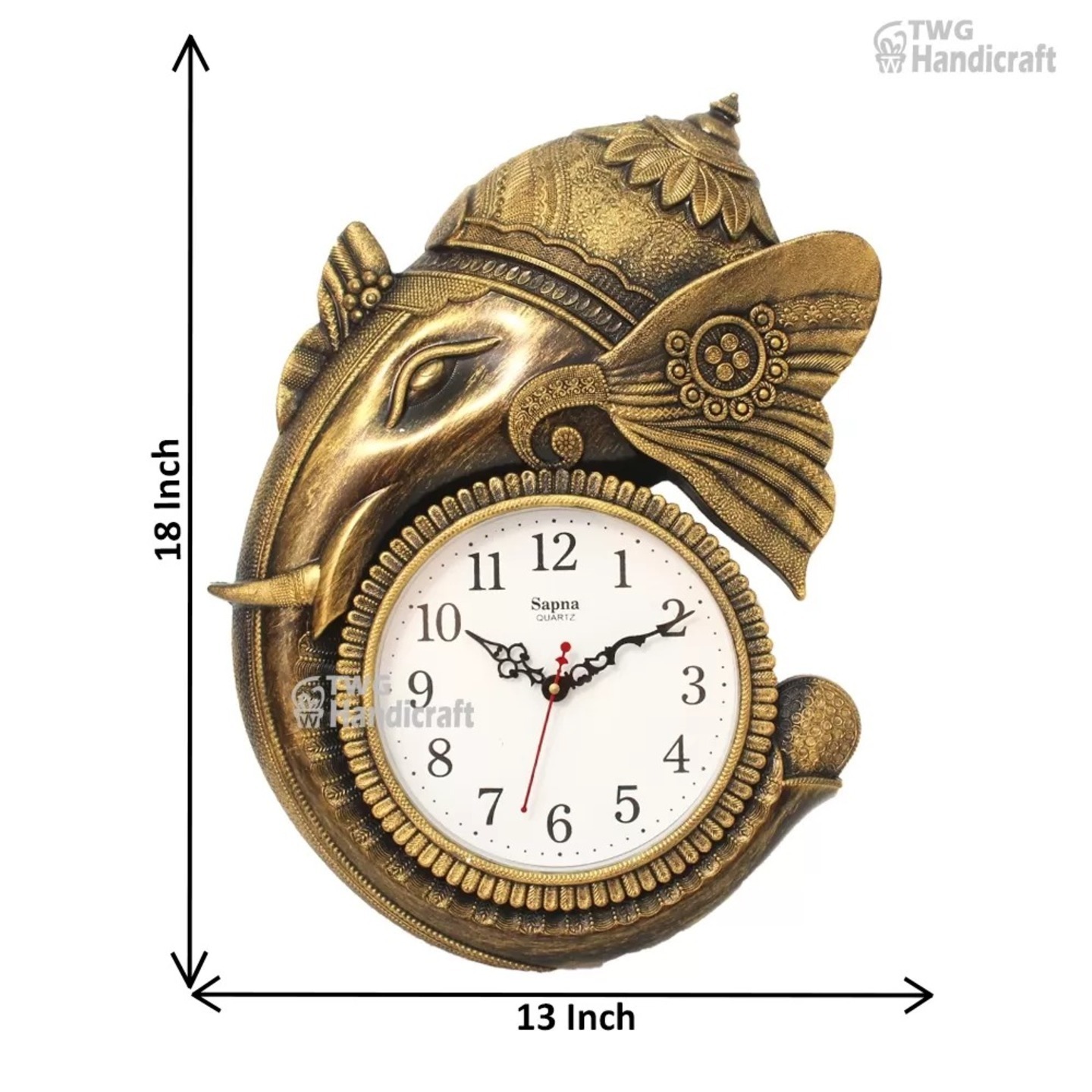 Home Decor Wall Hanging Ganesha Clock 18 Inch ( 46 cm ) - 26X0134G