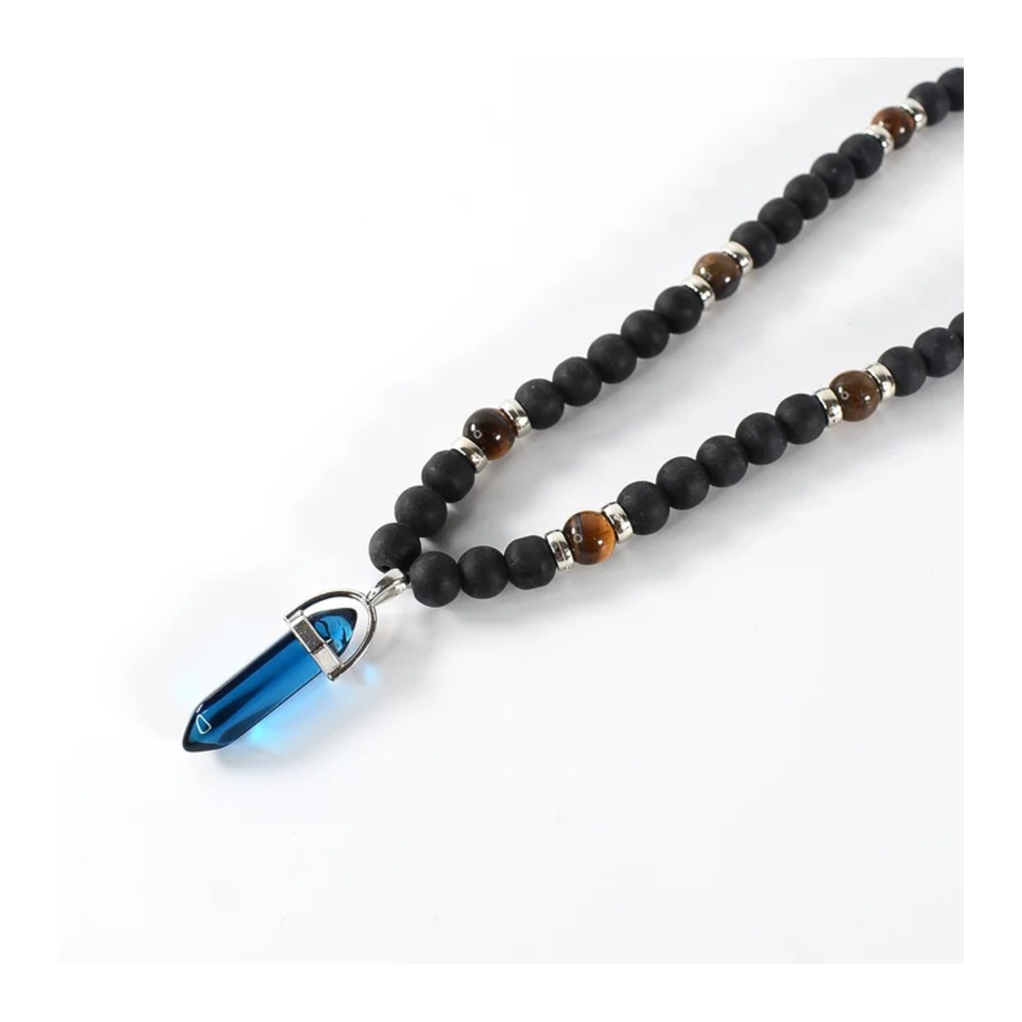 Natural Beads Necklace with Crystal Pillar(moq6)