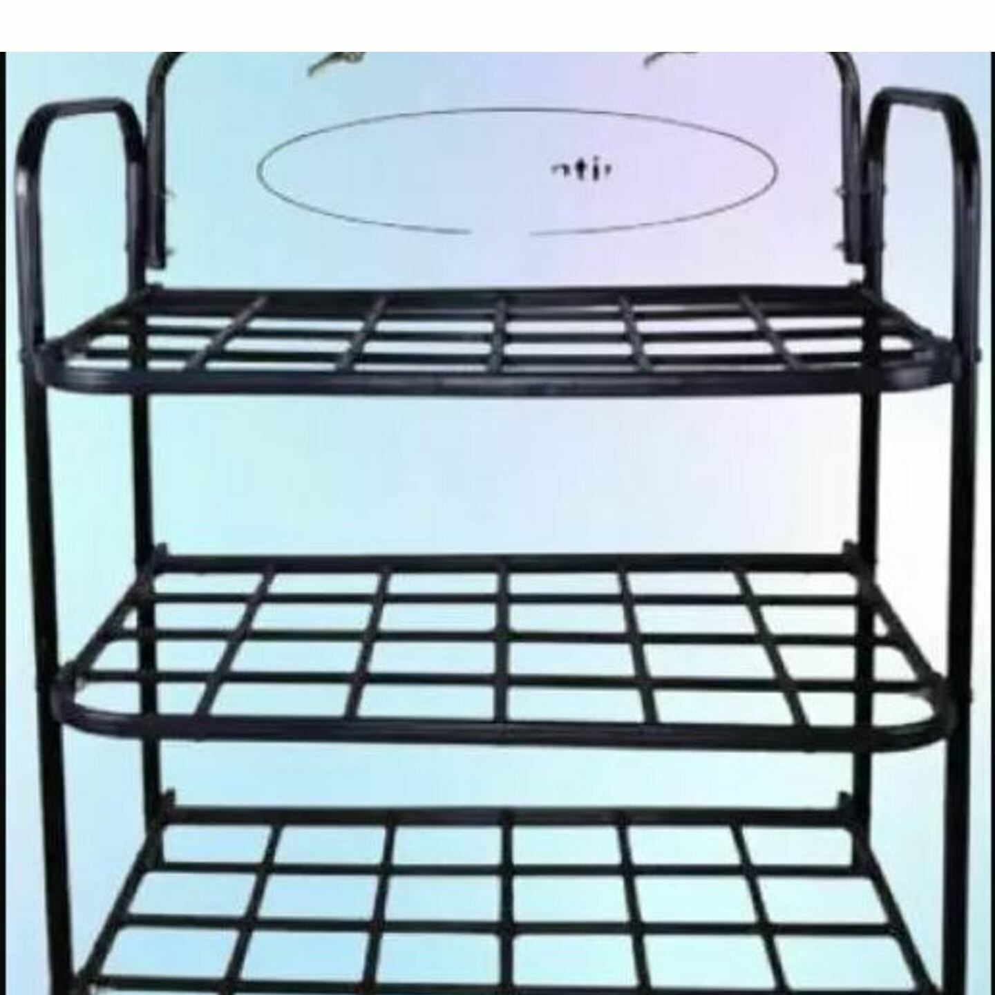 Heavy Metal with Fiber Grills -Home & Office Utility Foldable Multipurpose Rack 3 Shelves, Shoe/Book Rack Metal, Plastic Collapsible Shoe Stand (Black, 3 Shelves, DIY(Do-It-Yourself))