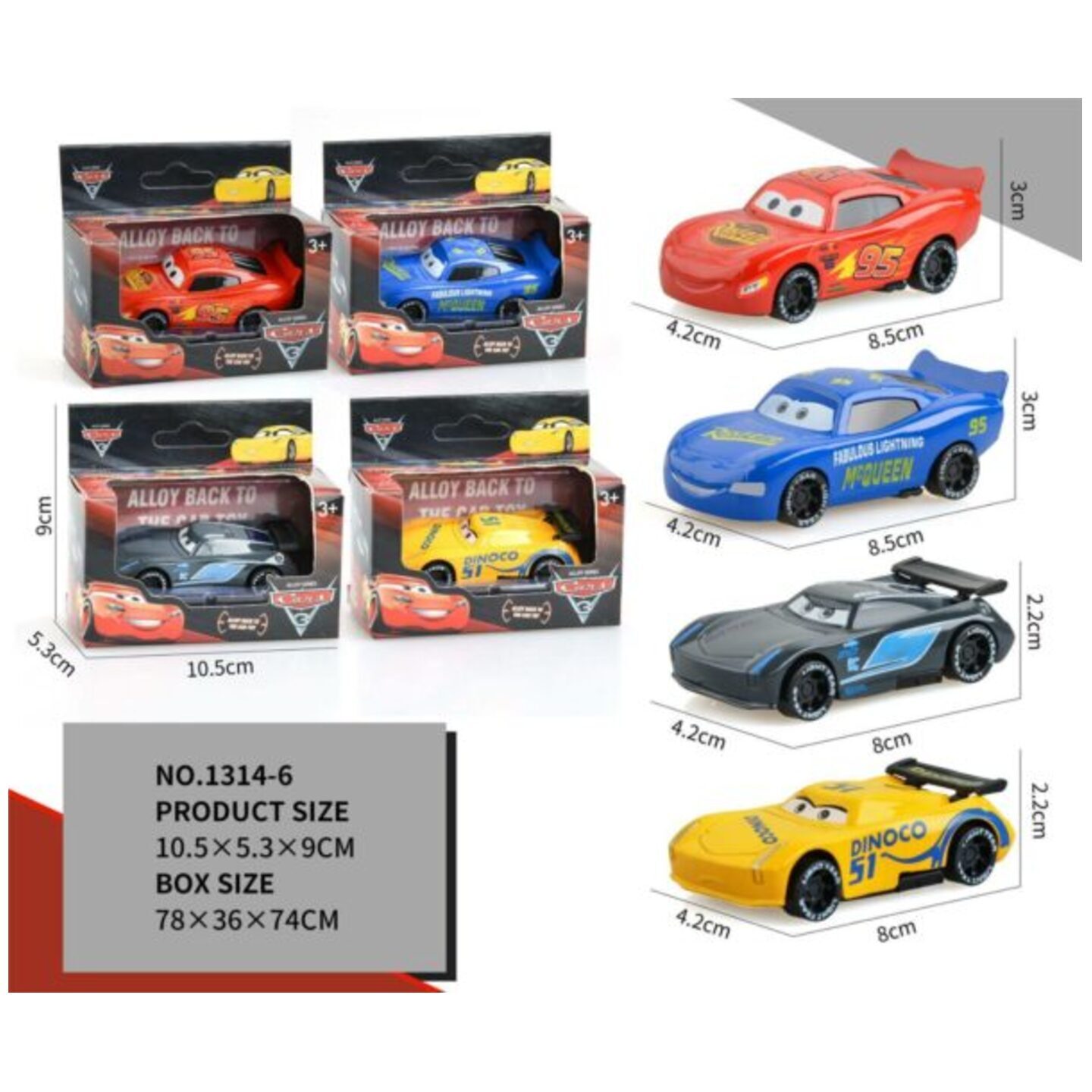 (4 Pcs) Mini McQueen Die-Cast Car