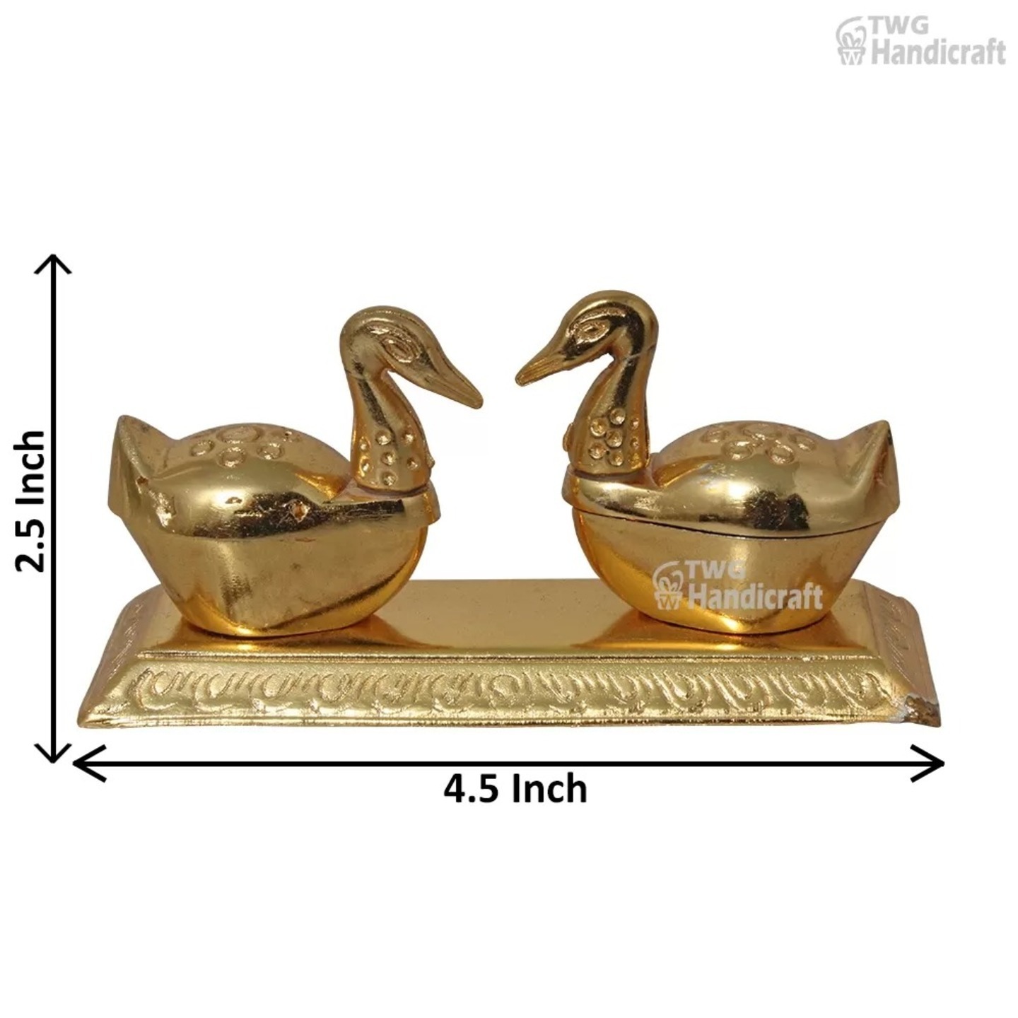 Gold Plated Pair of Duck for Sindoor 2.5 Inch ( 6.5 cm ) - 27X0105G150