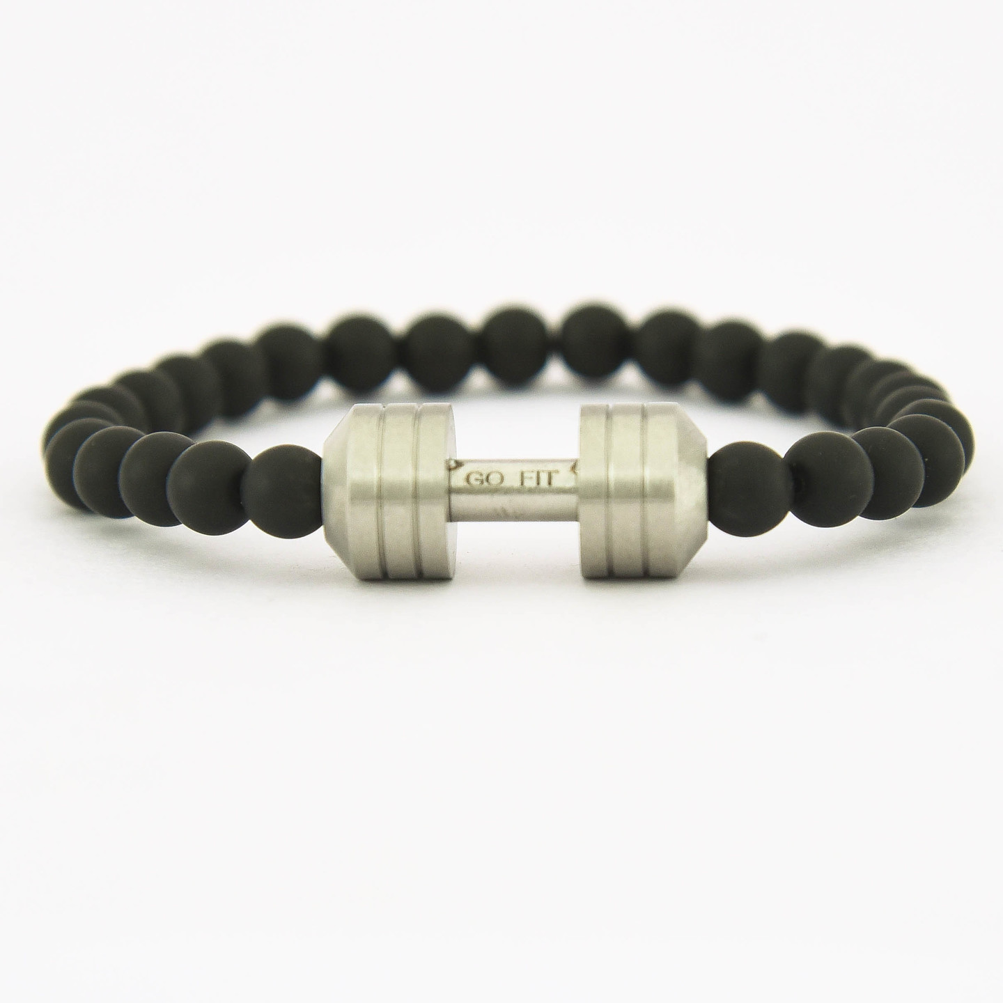 silver stack plate dumbell bracelet