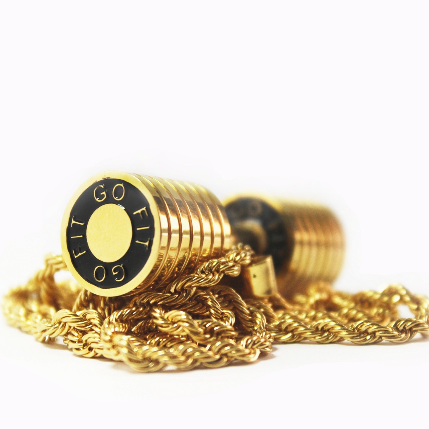 GOLD ROUND DUMBBELL NECKLACE