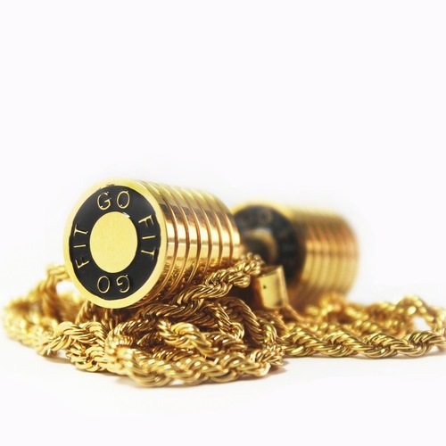 GOLD ROUND DUMBBELL NECKLACE
