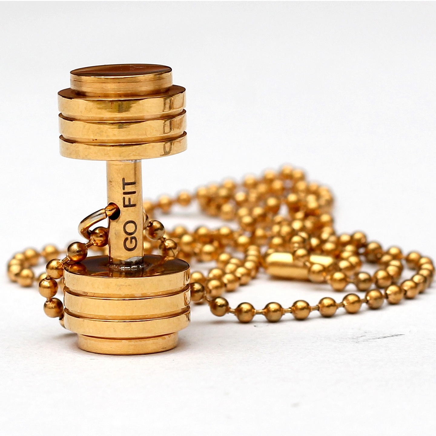 GOLD STACK PLATE DUMBBELL NECKLACE