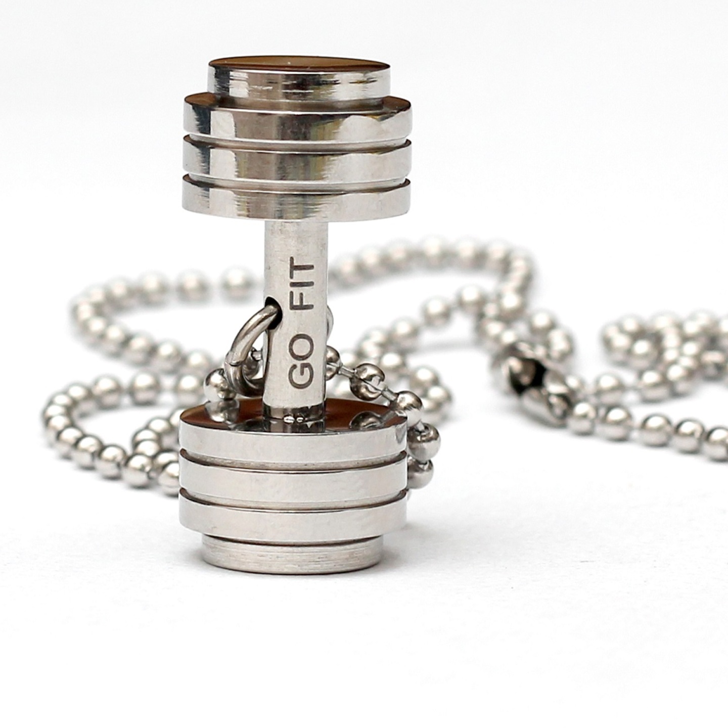 SILVER STACK PLATE DUMBBELL NECKLACE