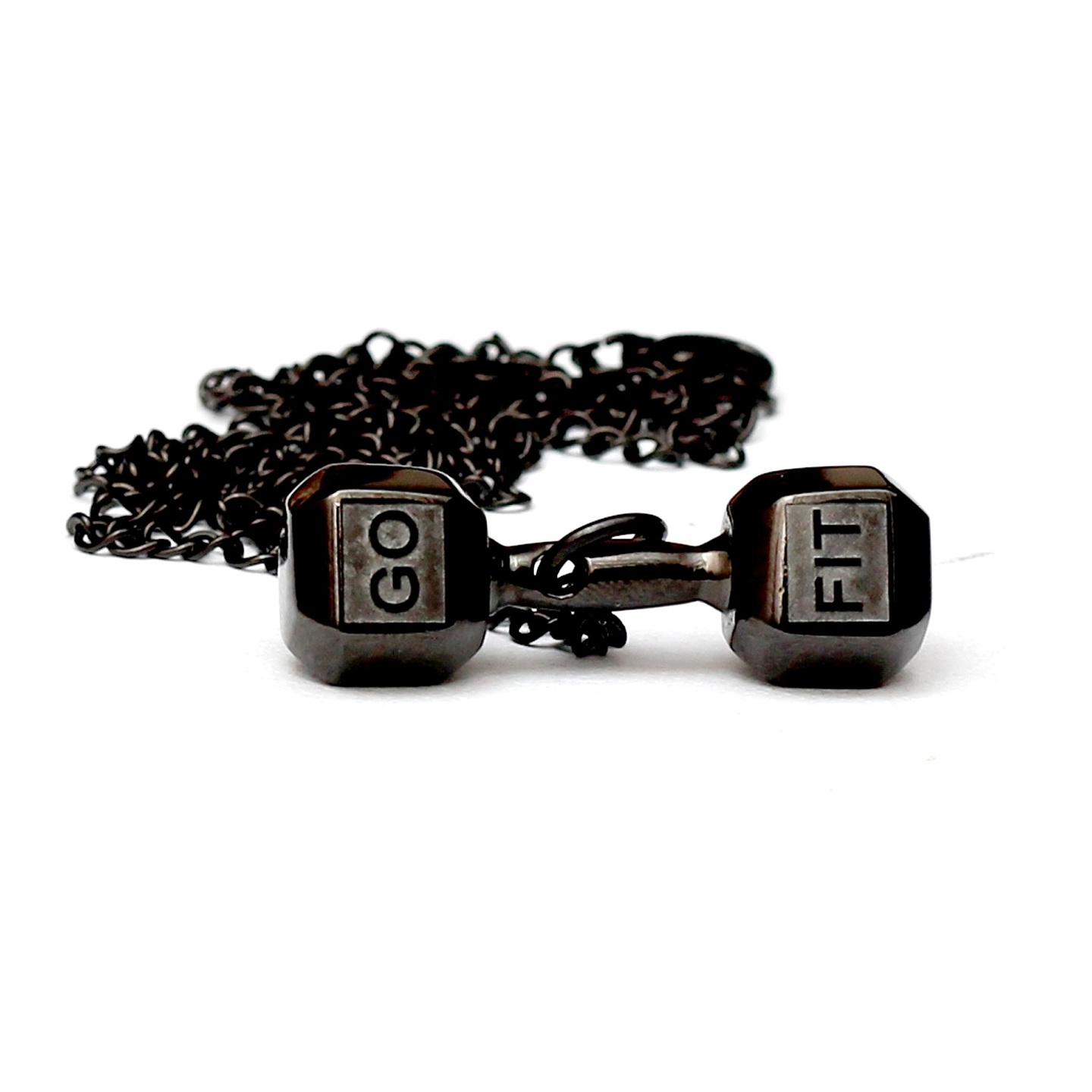 BLACK ANTIQUE FINISH DUMBELL NECKLACE