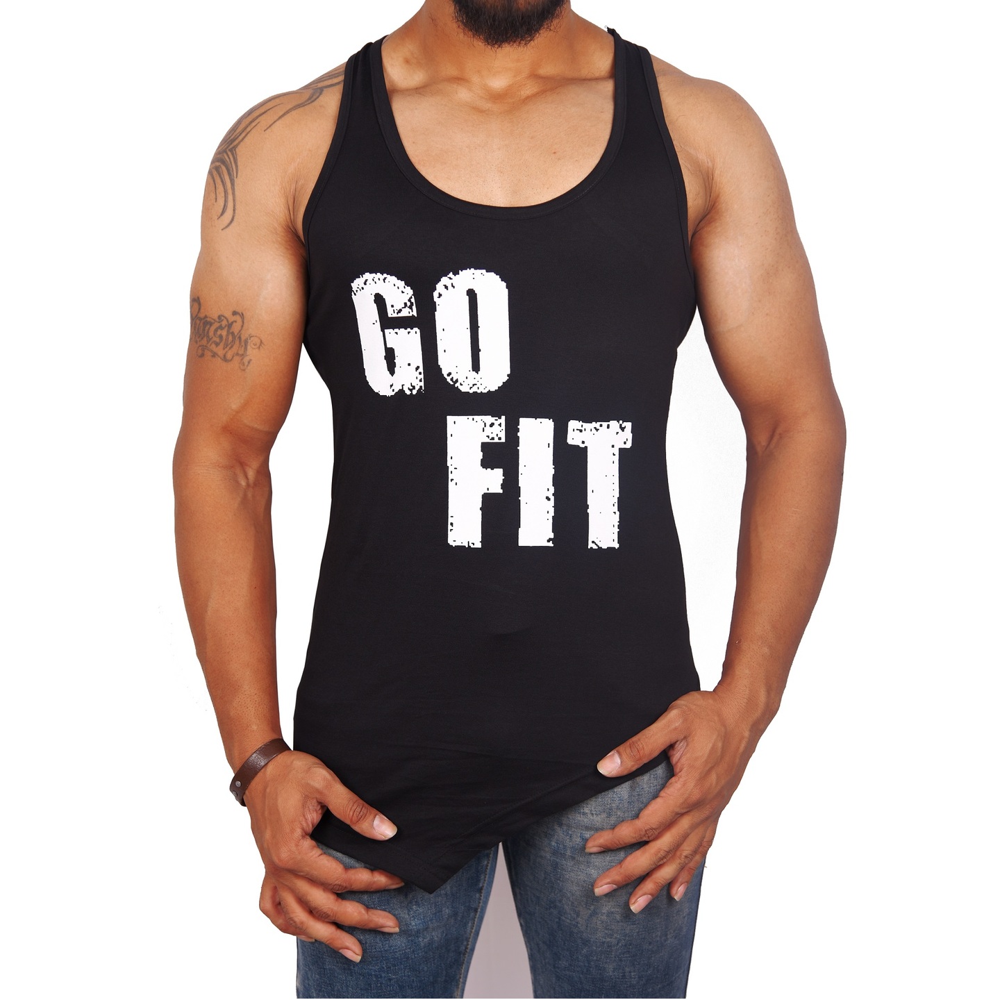 black gym vest(h)