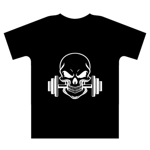 skull barbell tshirt
