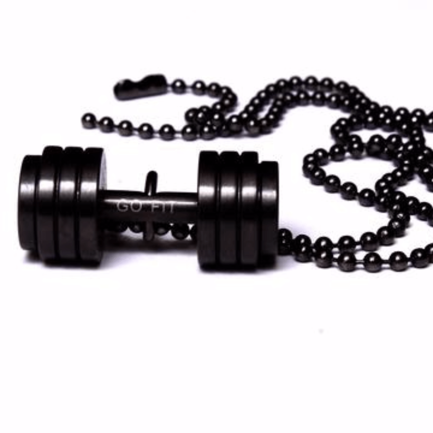 BLACK STACK PLATE DUMBBELL NECKLACE