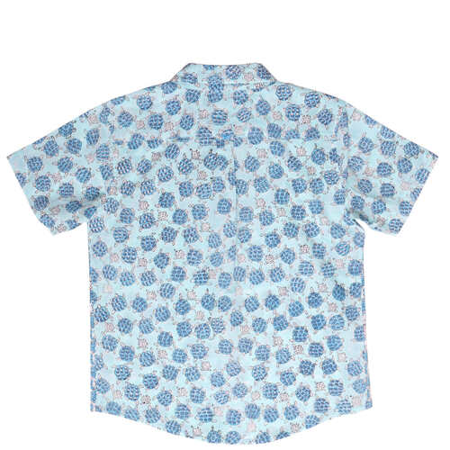 Block Printed Boys Shirt Se Turtle Print Blue