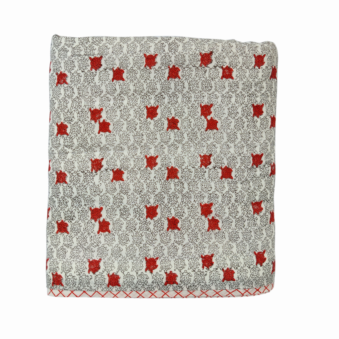 Block Printed Tortoise Quilt Red