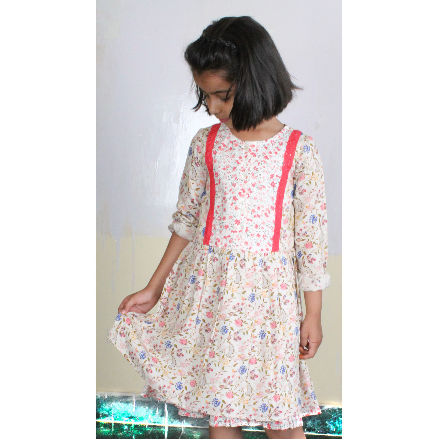 Printed Girl's Dress Gypsy Off white