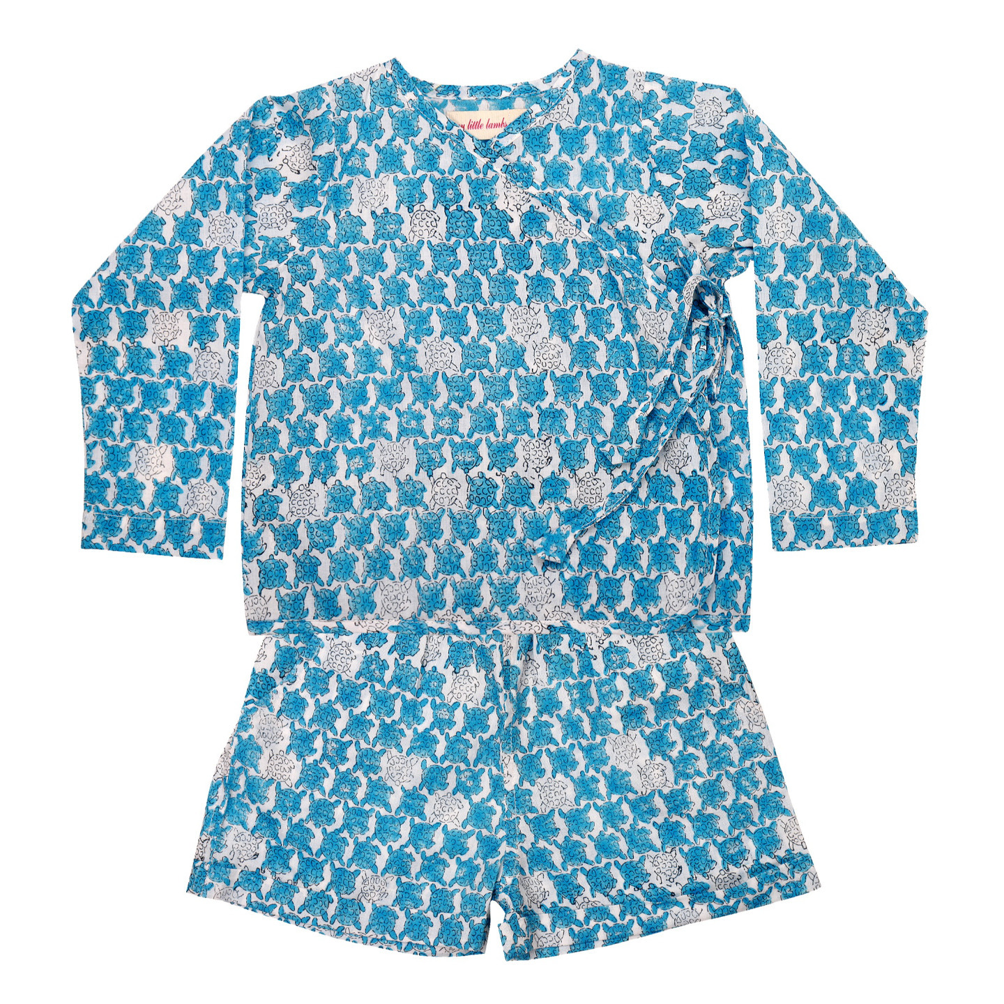 Block Printed Baby Clothing Set Sea Turtle Blue