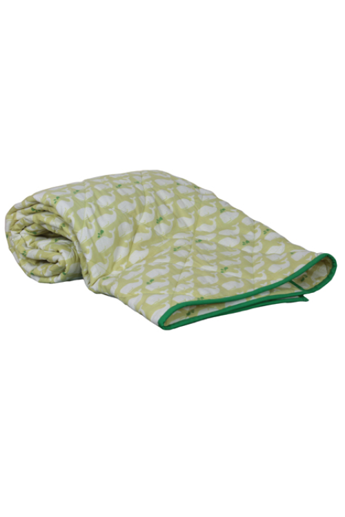 Whale Print Quilt Green Crib 100 x 150 cms