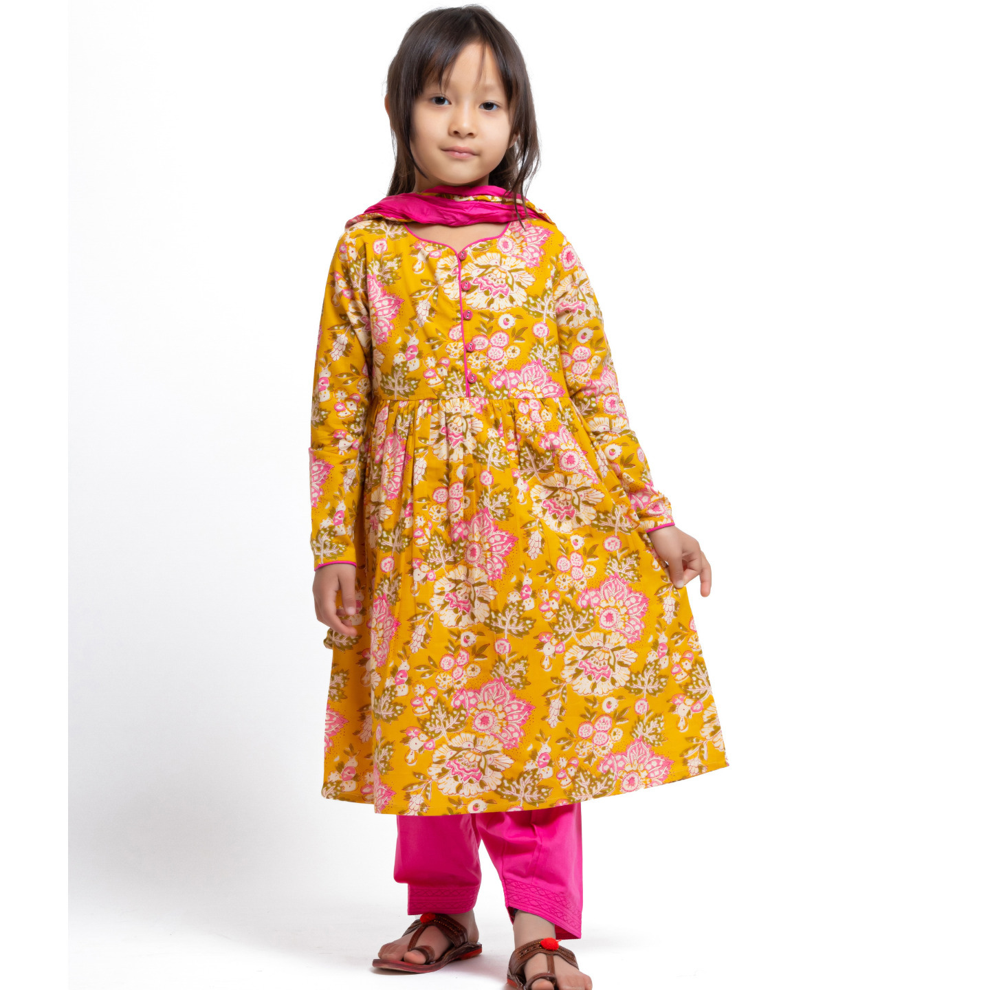 Papiha Kurta Set Mustard Floral