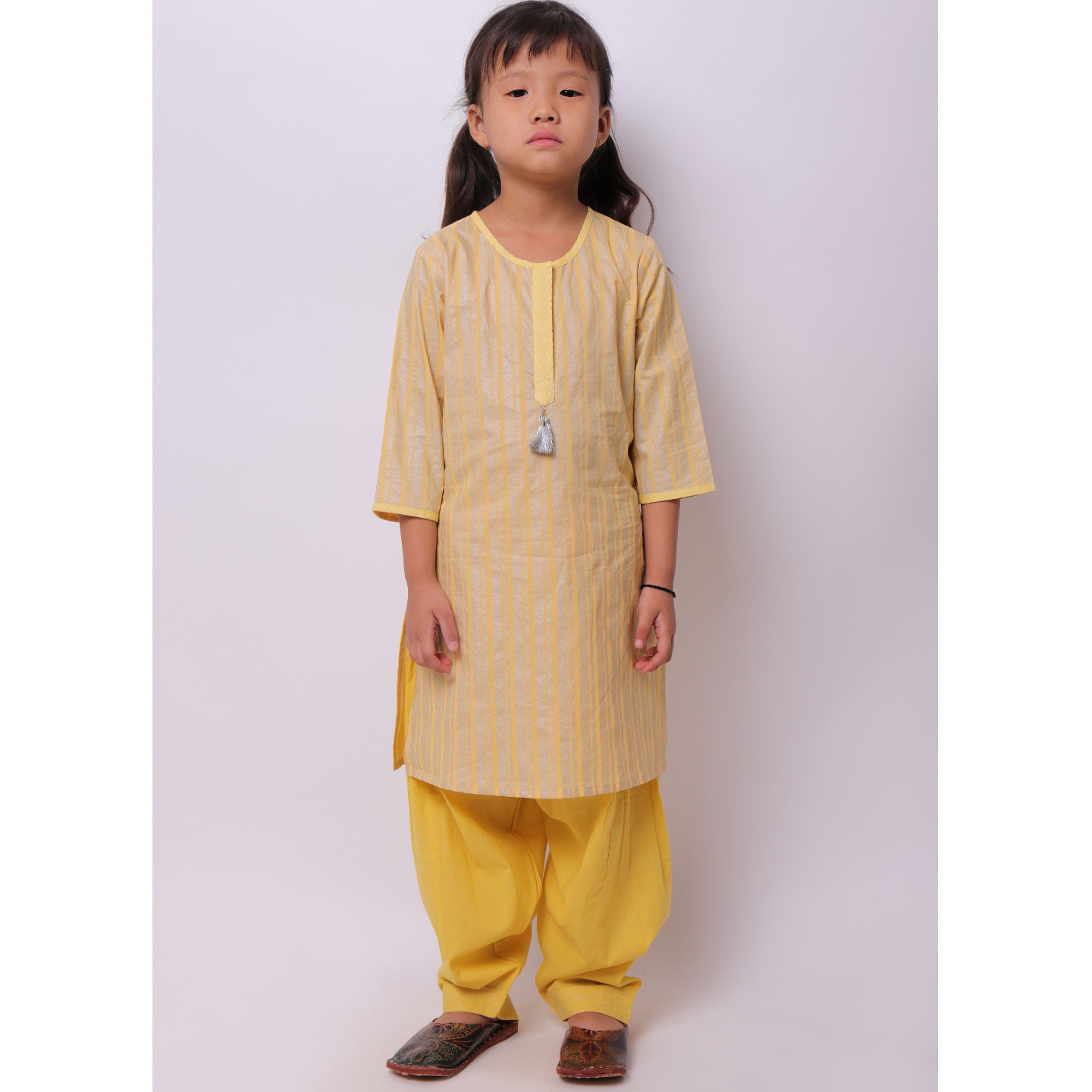 Chevron Yellow Kurta set