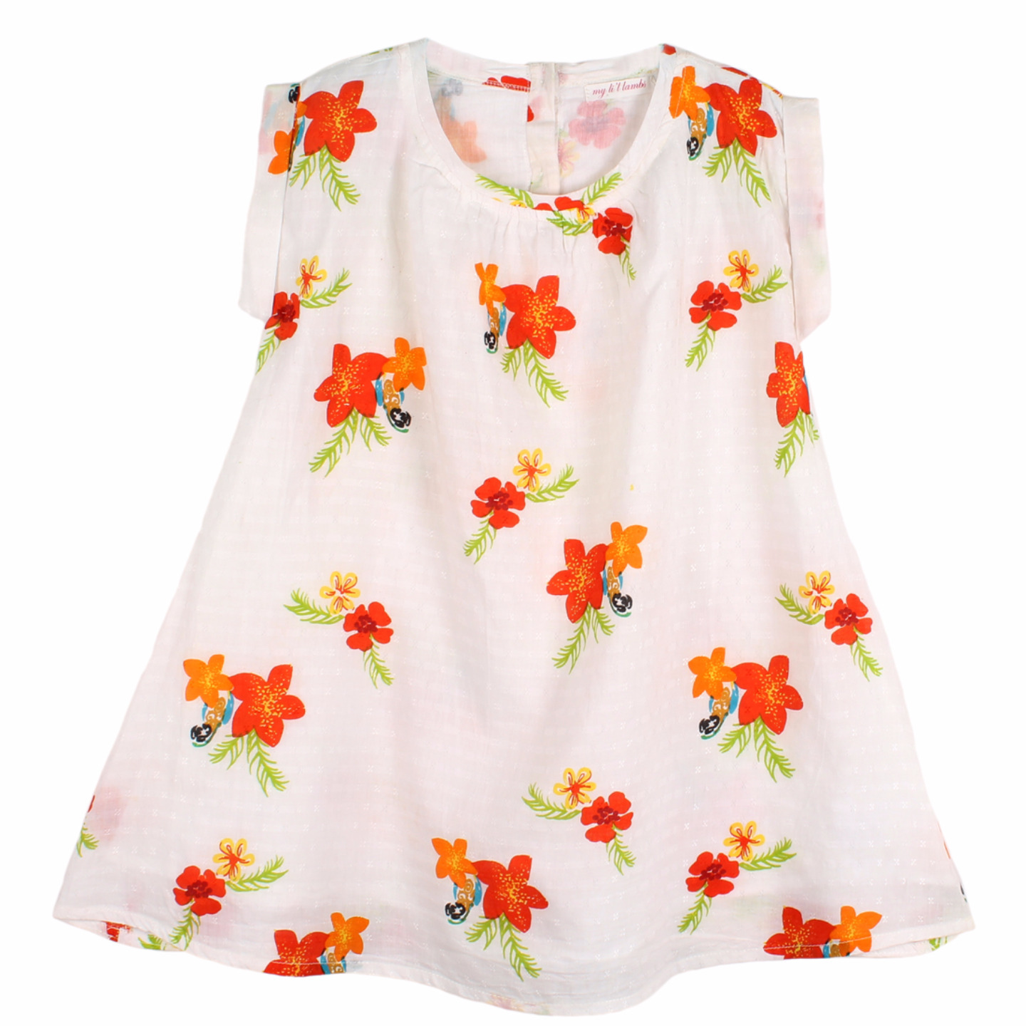 Tropical Print A-Line Dress