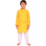 Yellow Check Boys Kurta PJ set