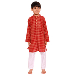 Red Check Boys Kurta PJ set
