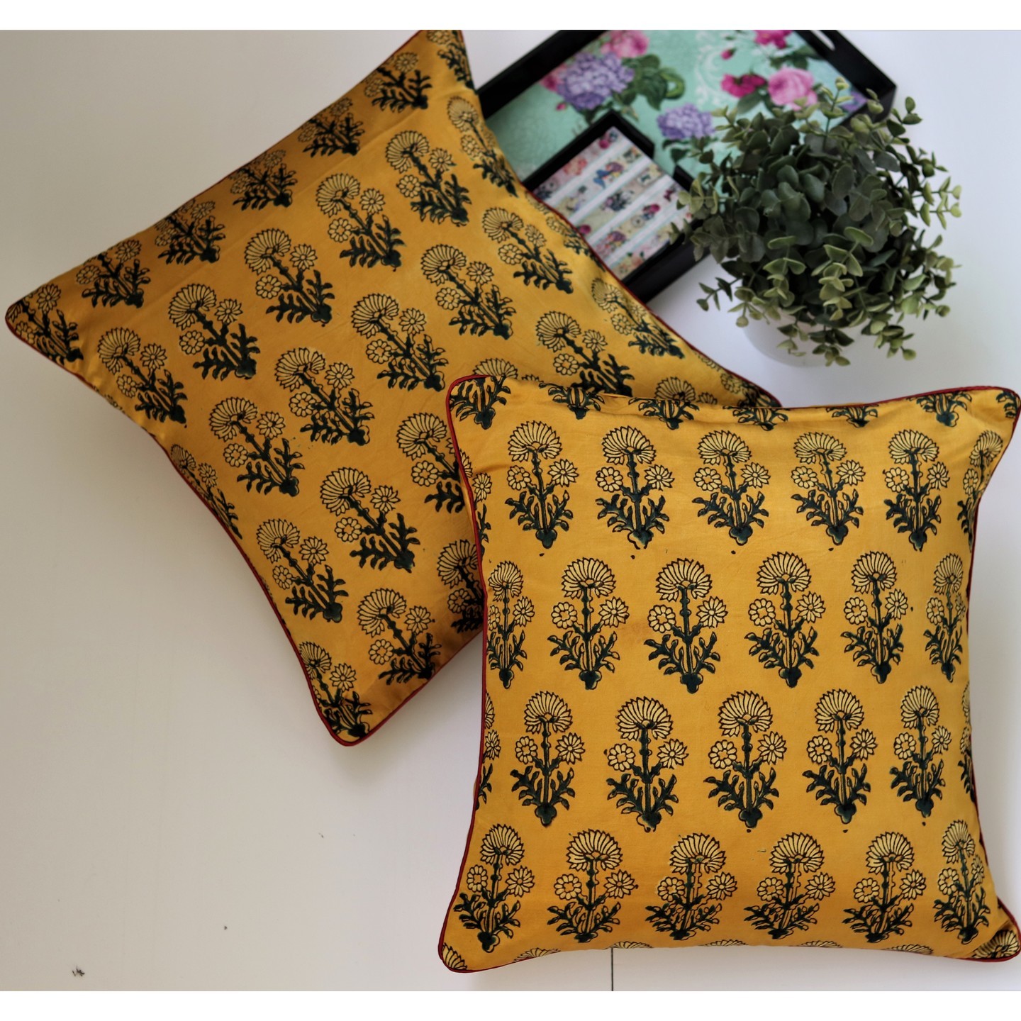 Sunflower Mashroo Silk 40cmsx40cms Cushion Cover