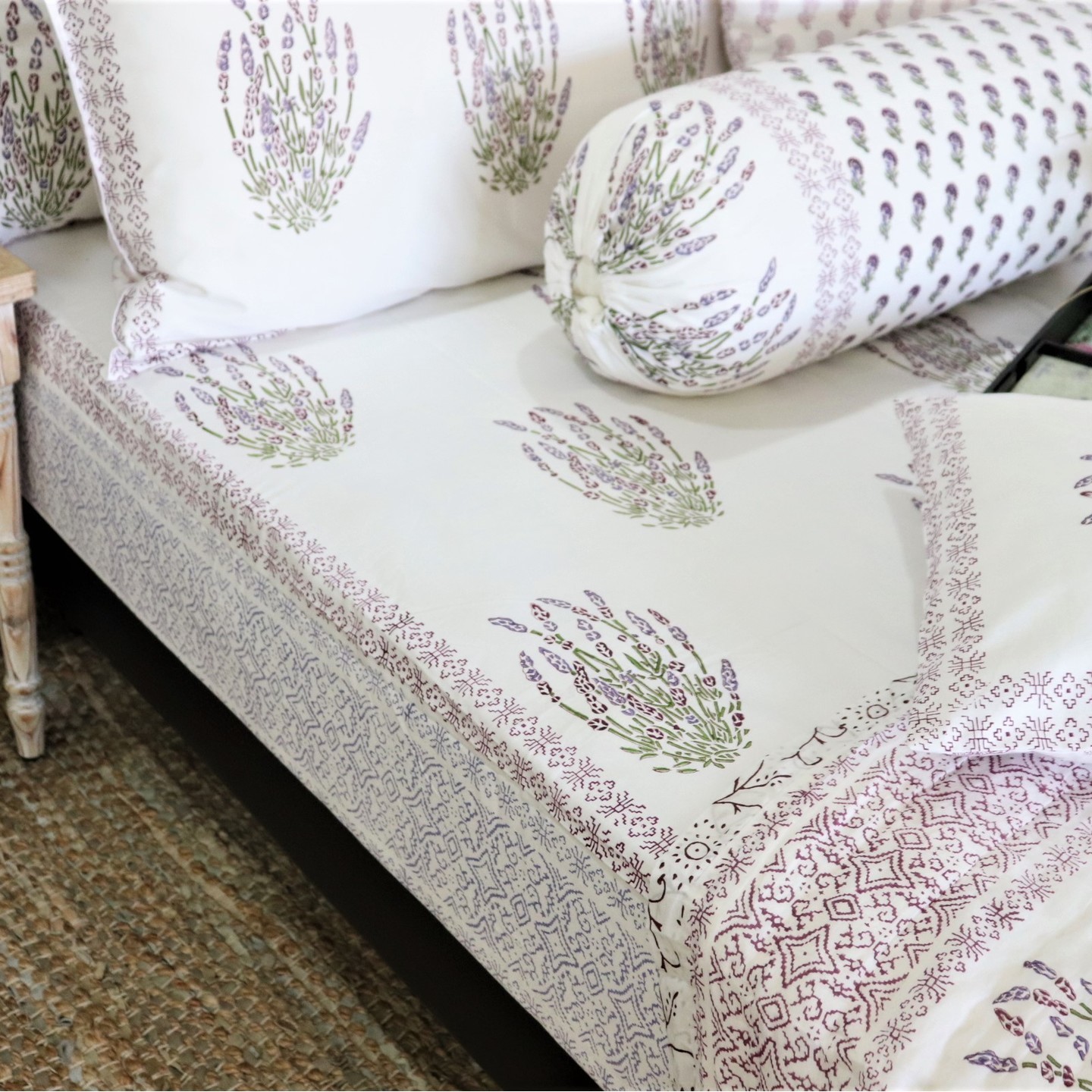 800TC Winter Bloom Super Single Fitted Sheet Set