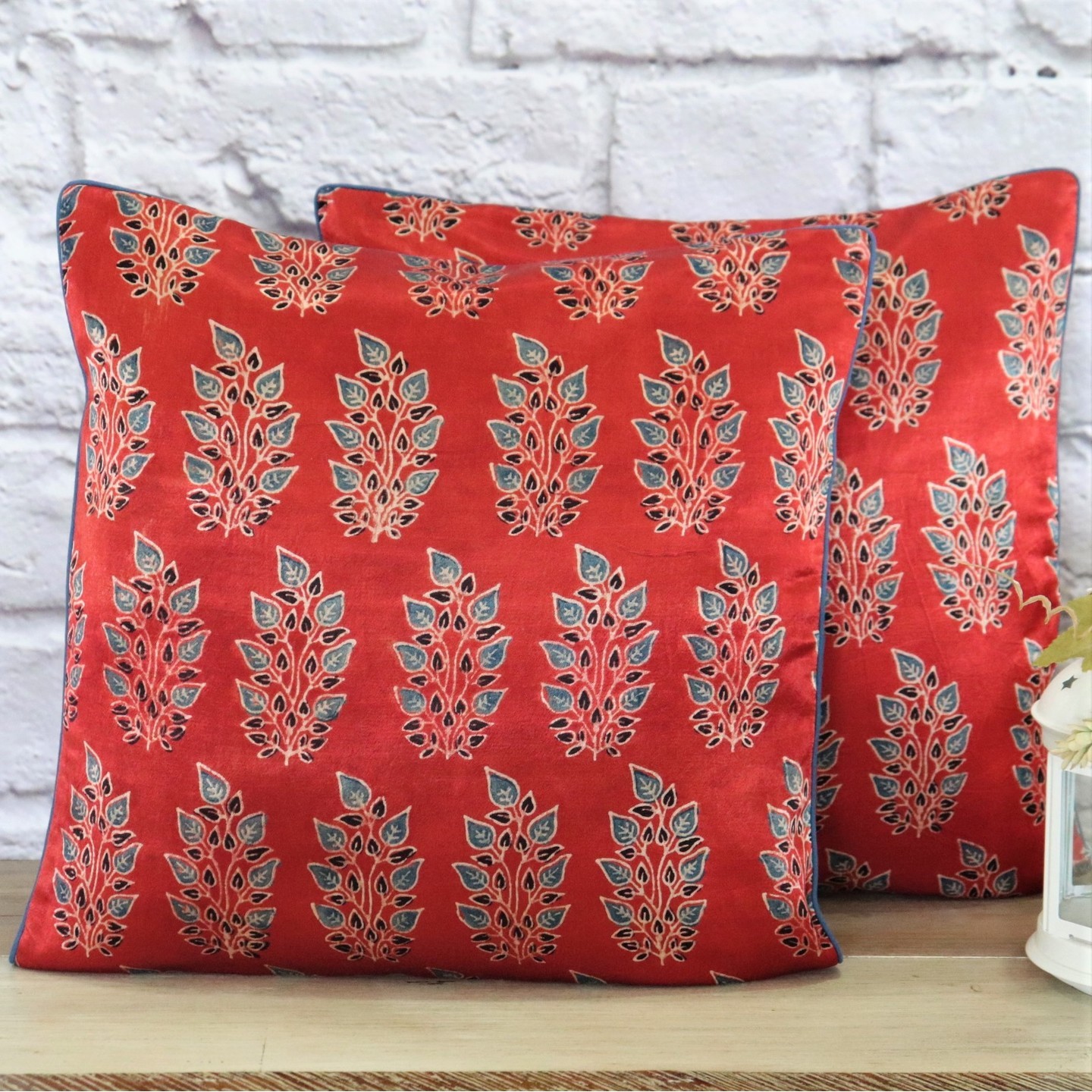 Orange Leaves Mashroo silk 50cmsx50cms Cushion Cover