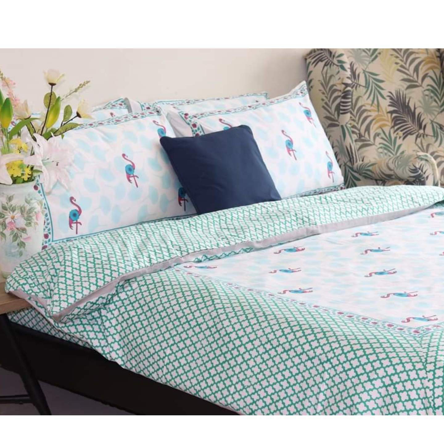 1000tc Flamingo King size Duvet cover Set