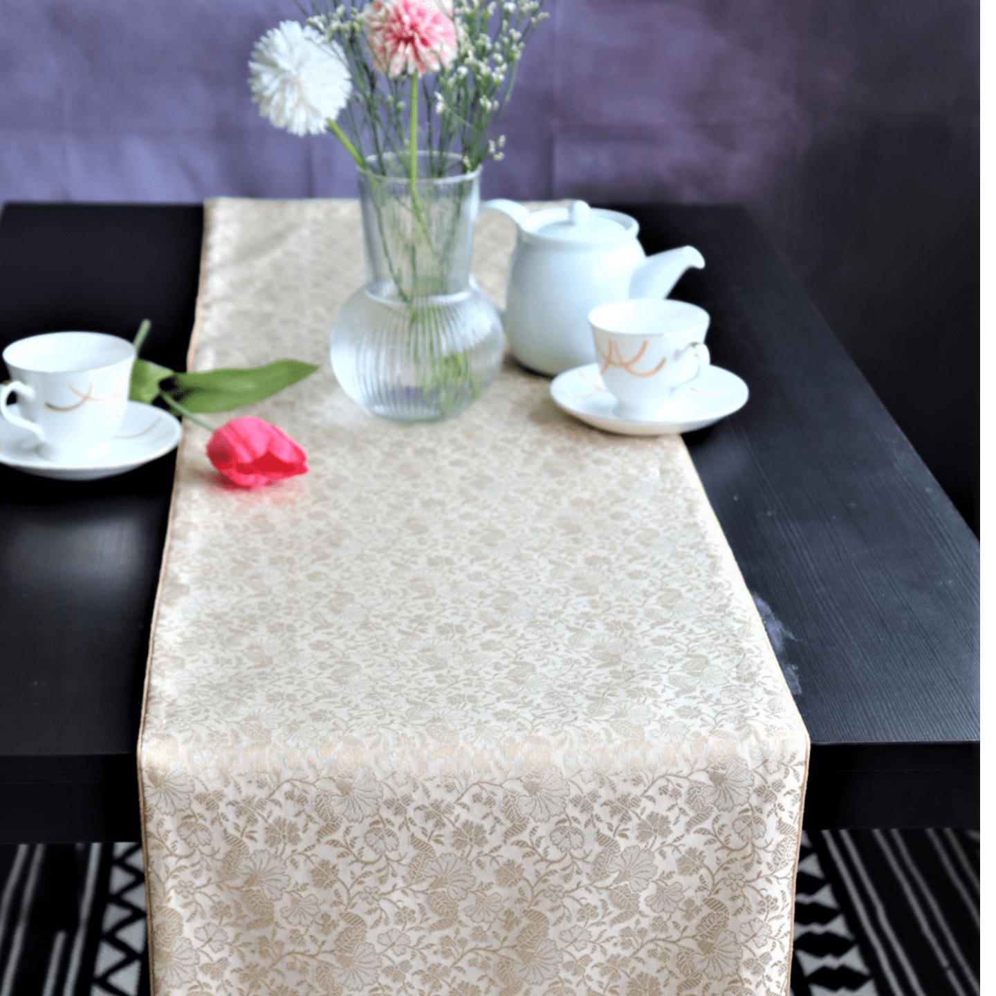 Golden Silk Brocade 2.25mts Table Runner