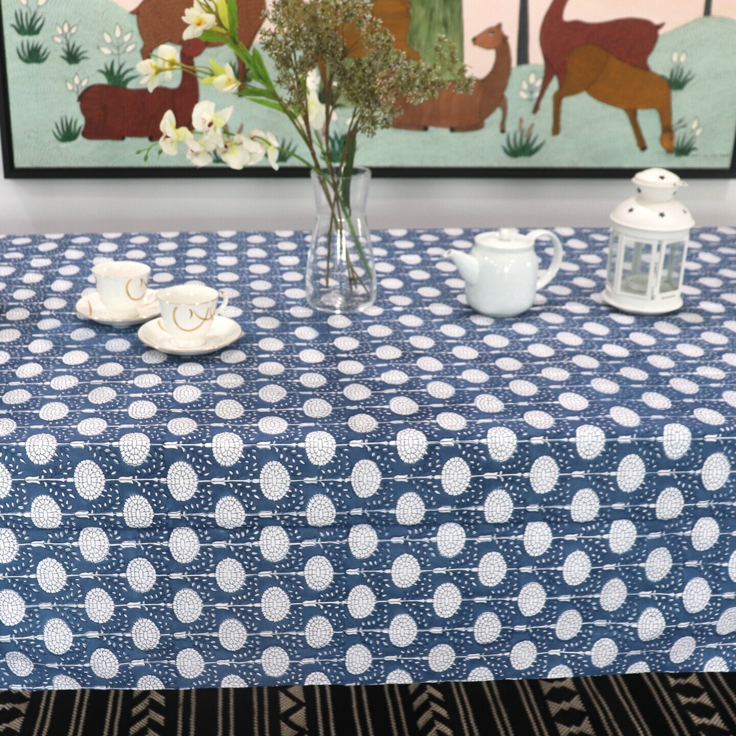 Blue Marigold 6 seater Table Cloth