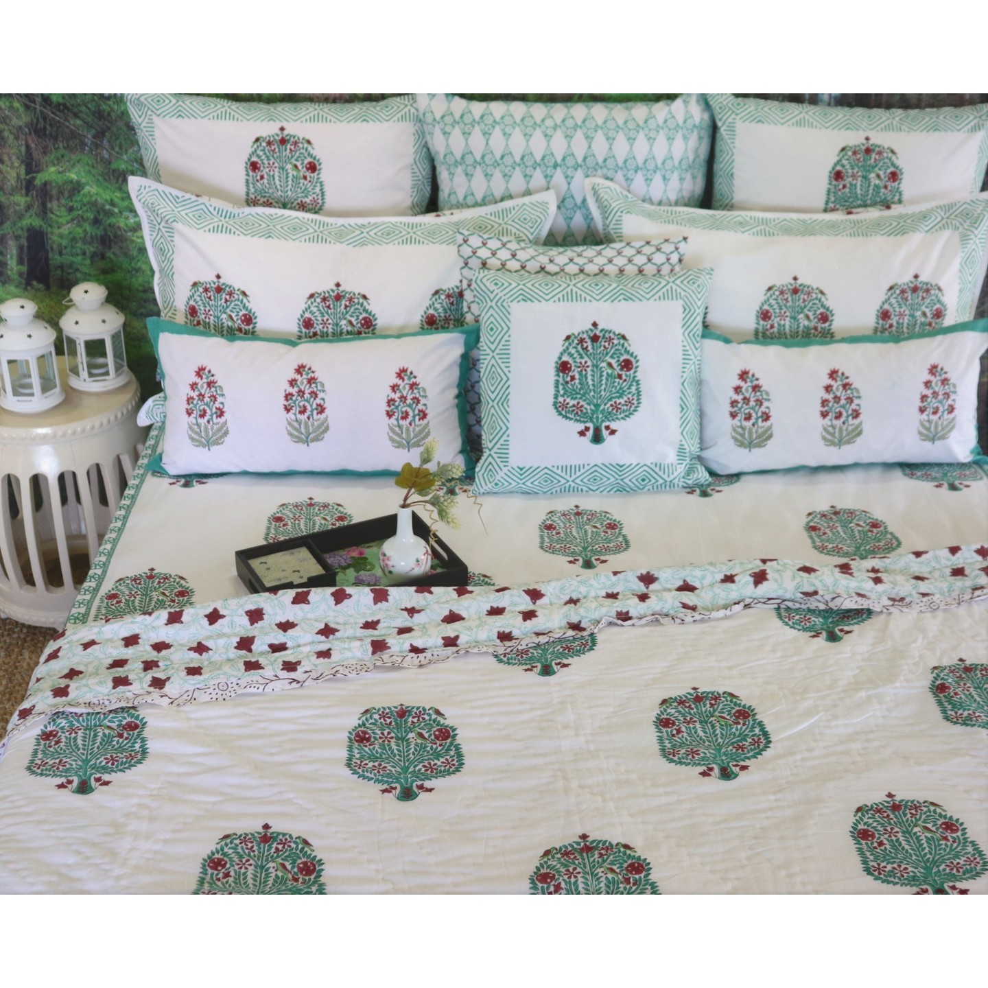 800TC Summer Bliss King Fitted Sheet Set