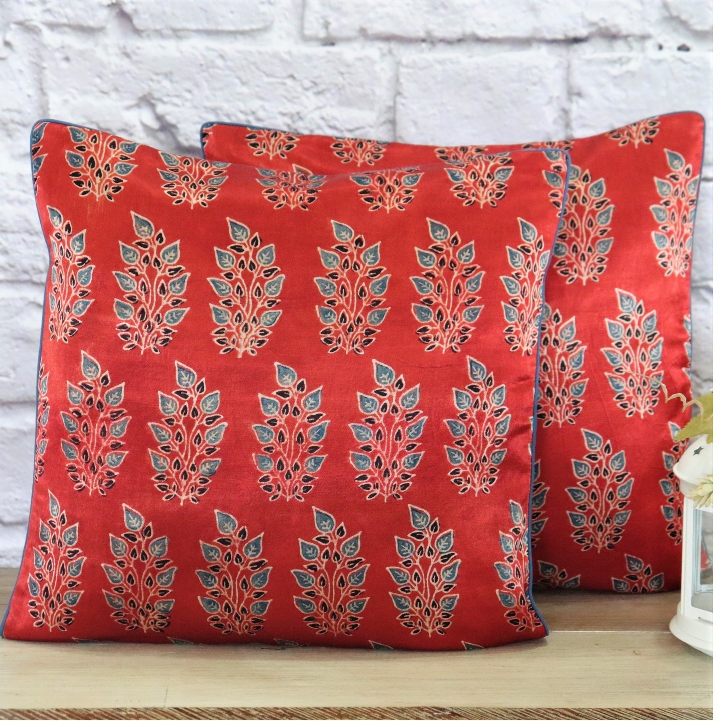 Orange Leaves Mashroo silk 40cmsx40cms Cushion Cover