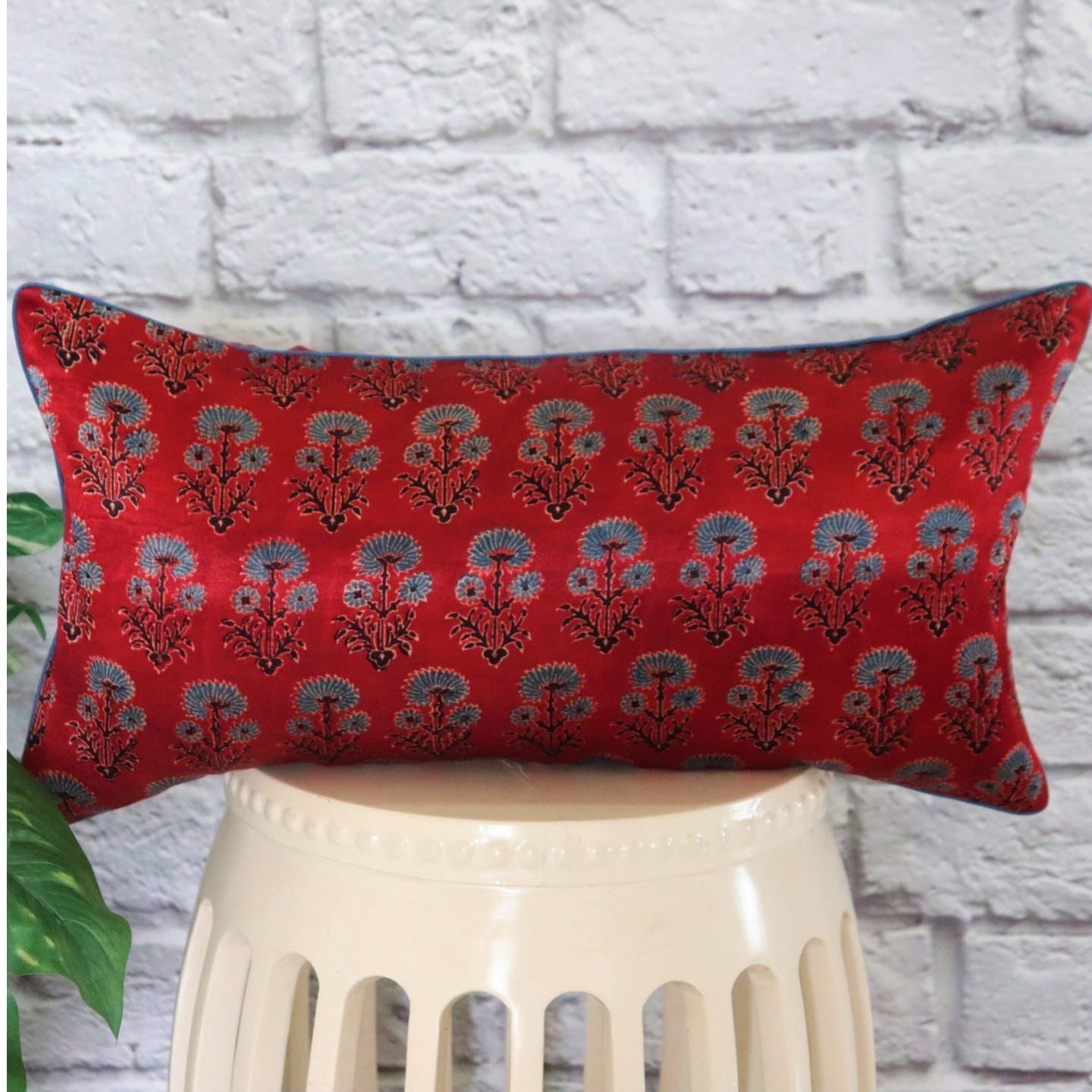 Gulmohar Mashroo Silk 30cmsx58cms Cushion Cover