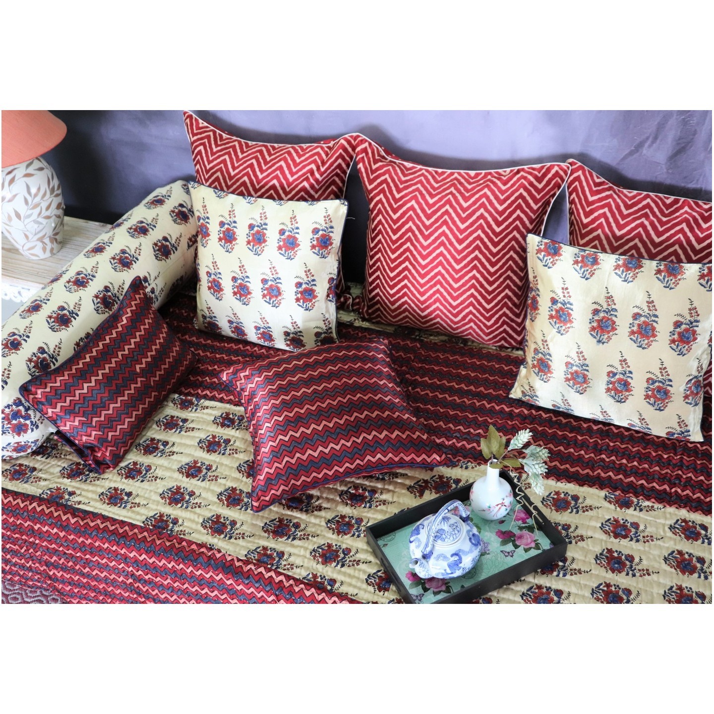 Pushpa Reversible Mashroo Silk Single Quilted Bedspread