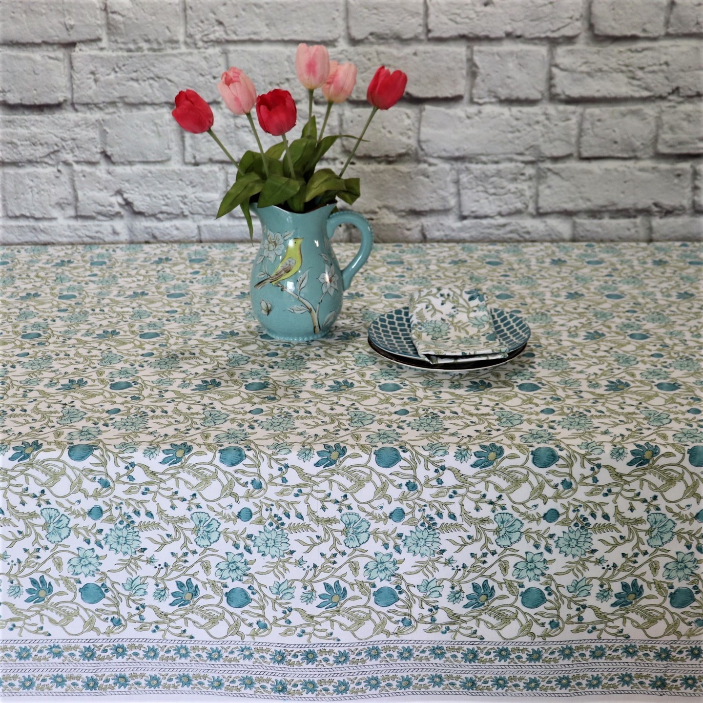 Blue Garden 6 Seater Table Cloth