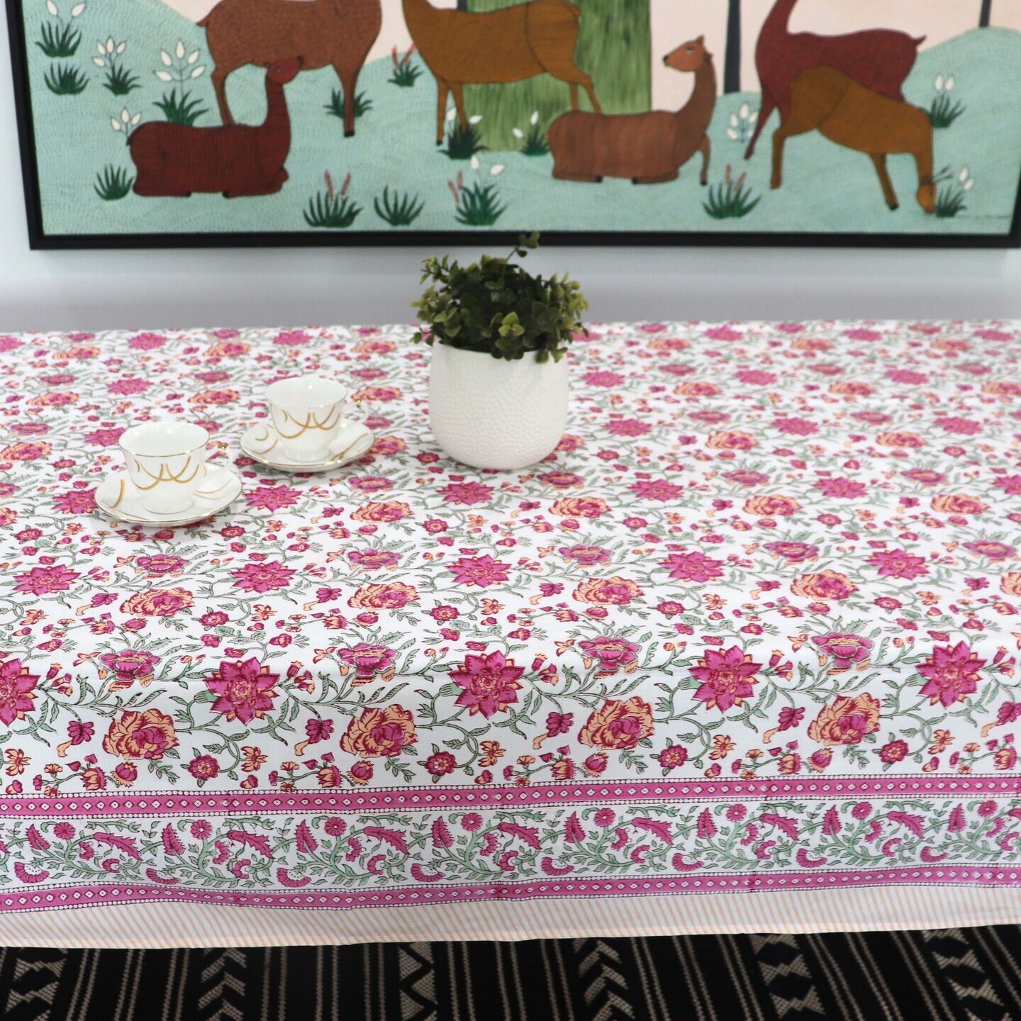 Pink Rose 6 Seater Table Cloth