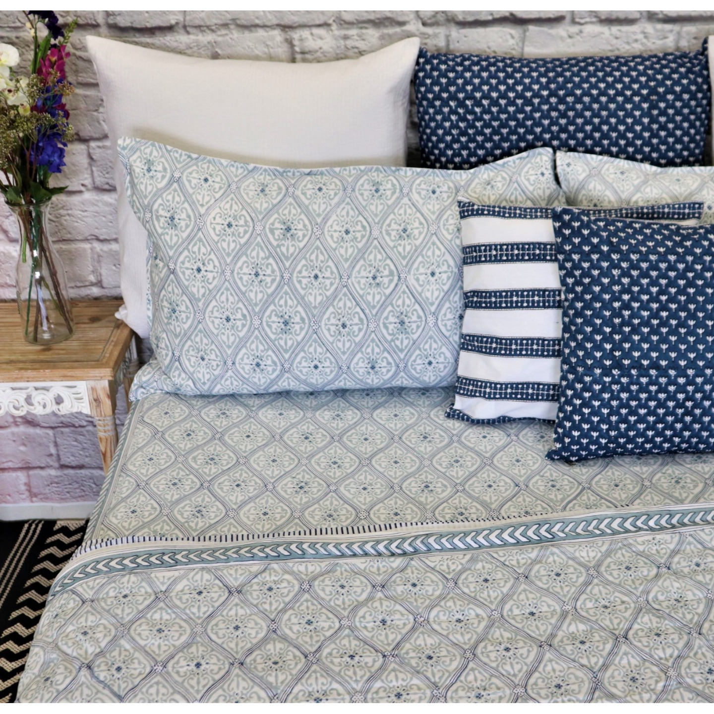 800TC Twilight Blue Super King Fitted Sheet Set