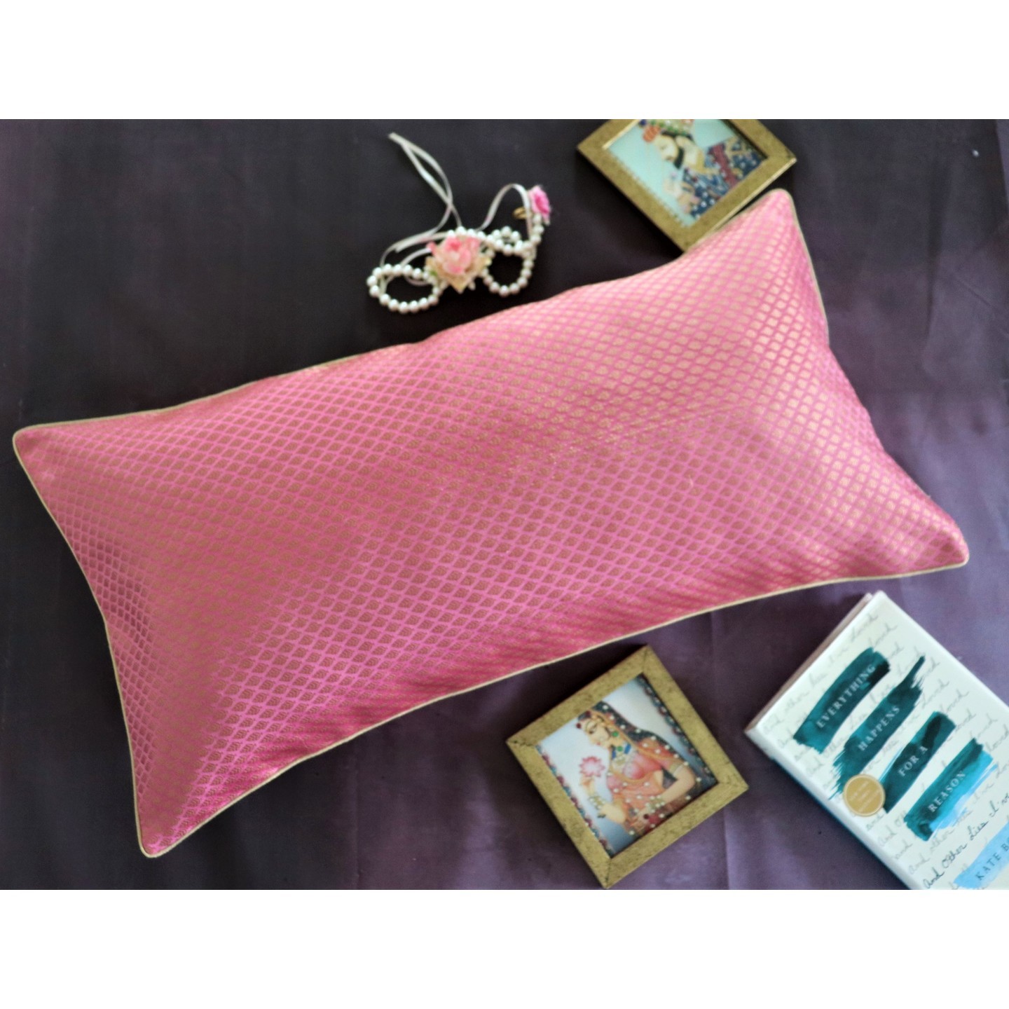 Onion Pink Brocade 30cmsx58cms Cushion Cover
