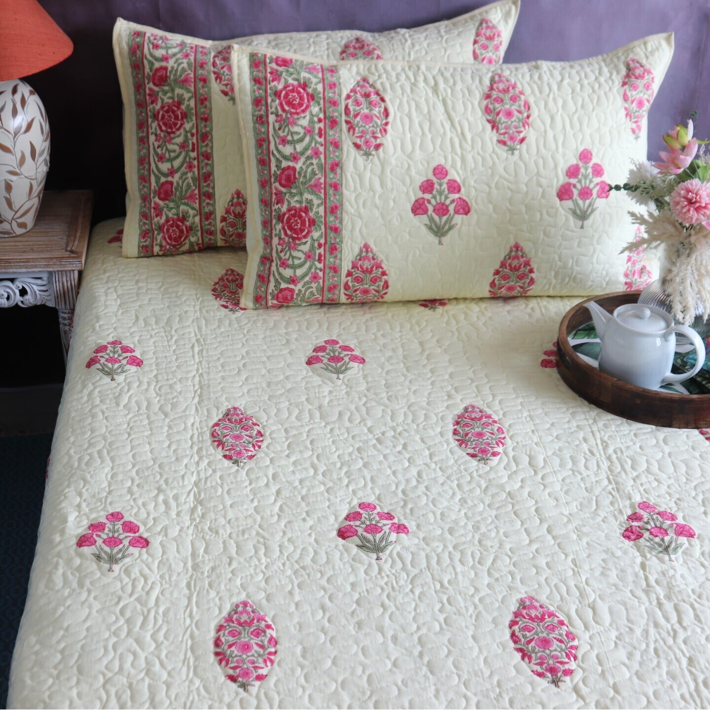 Rosa Queen Size Quilted Bedspread Set