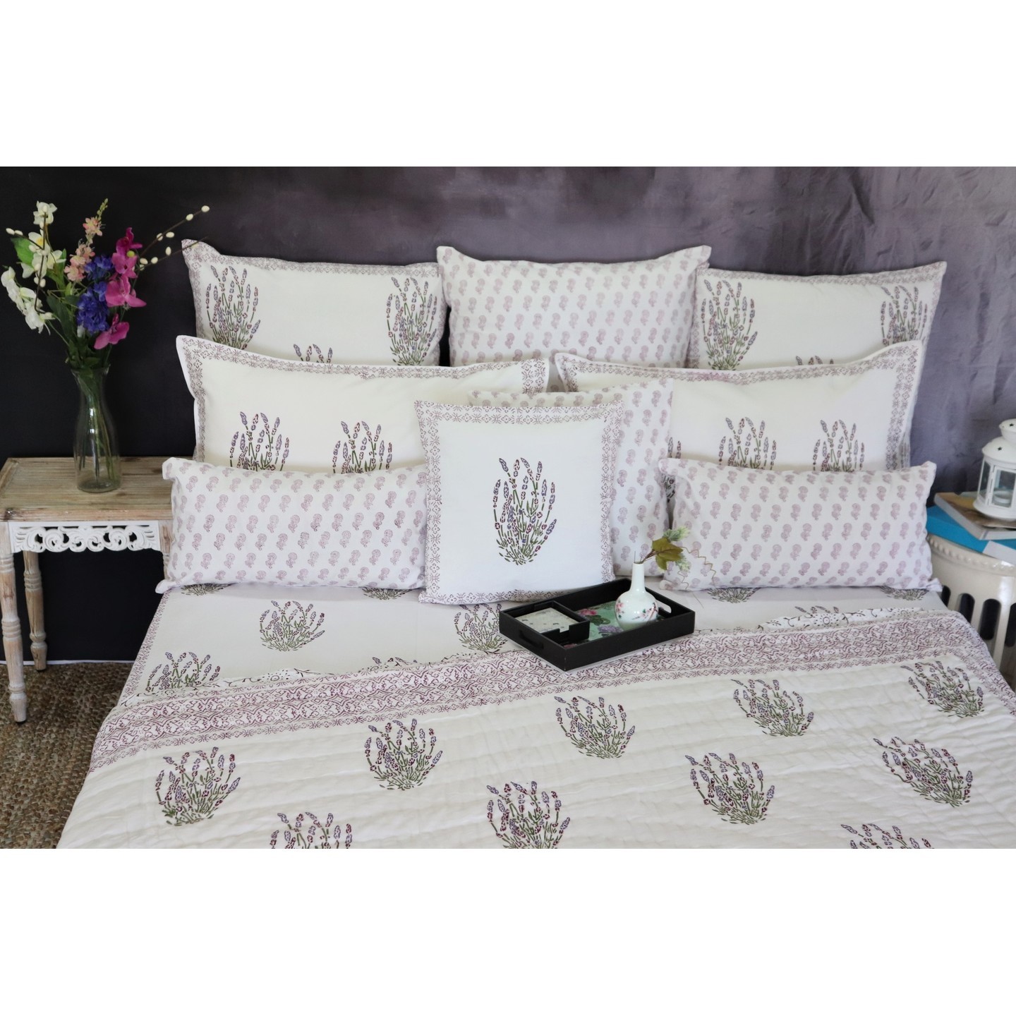 800TC Winter Bloom King Fitted Sheet Set