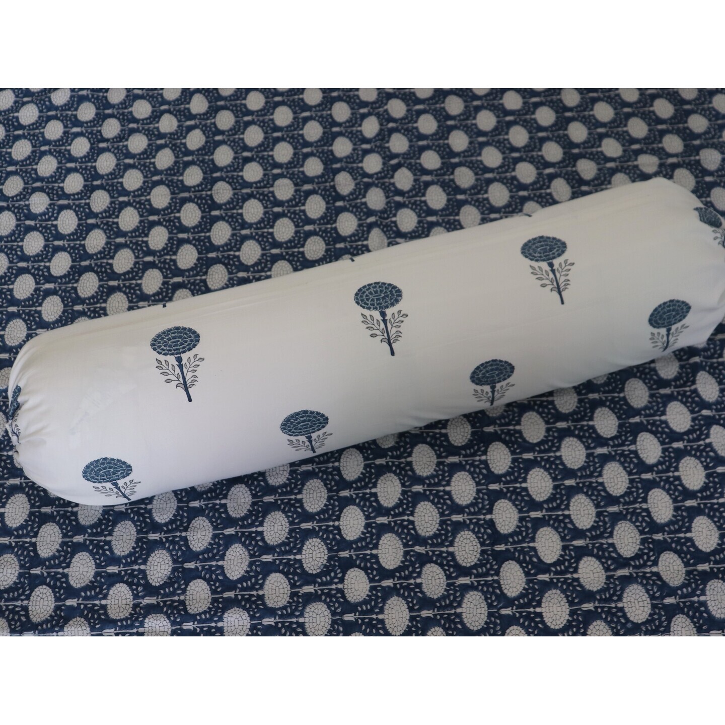Blue Marigold Bolster Case