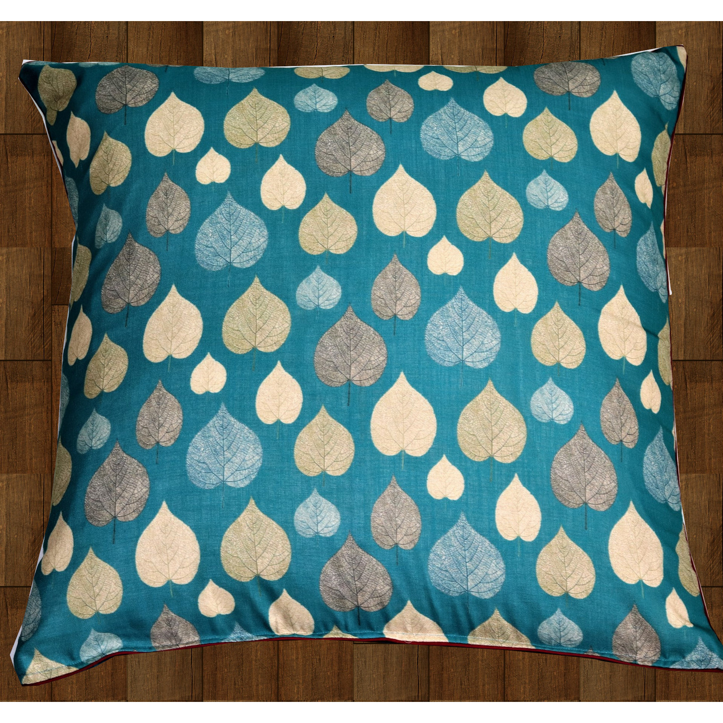 Teal Leaves 60cmsx60cms Cushion Cover