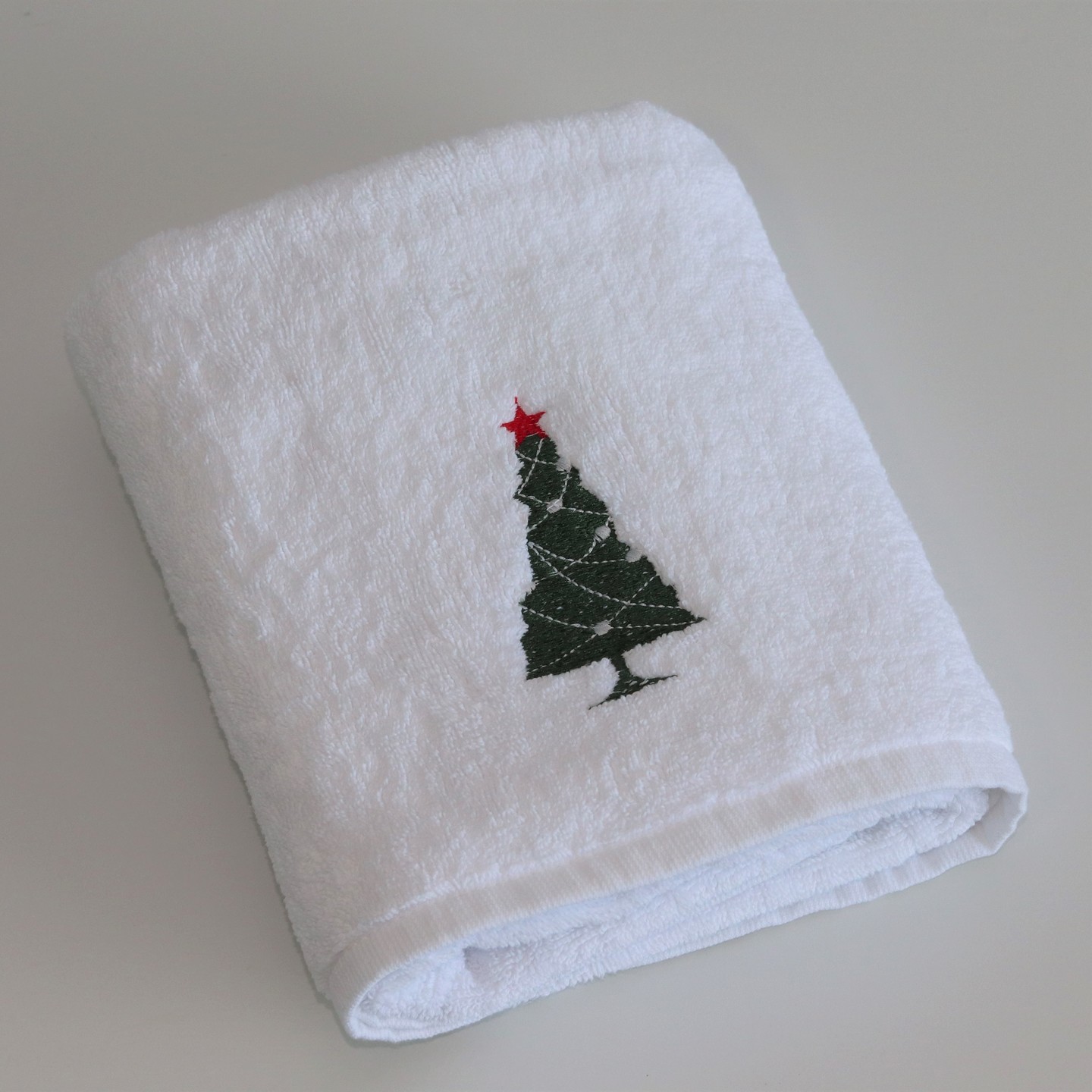 Christmas Tree Embroidered Face Towel