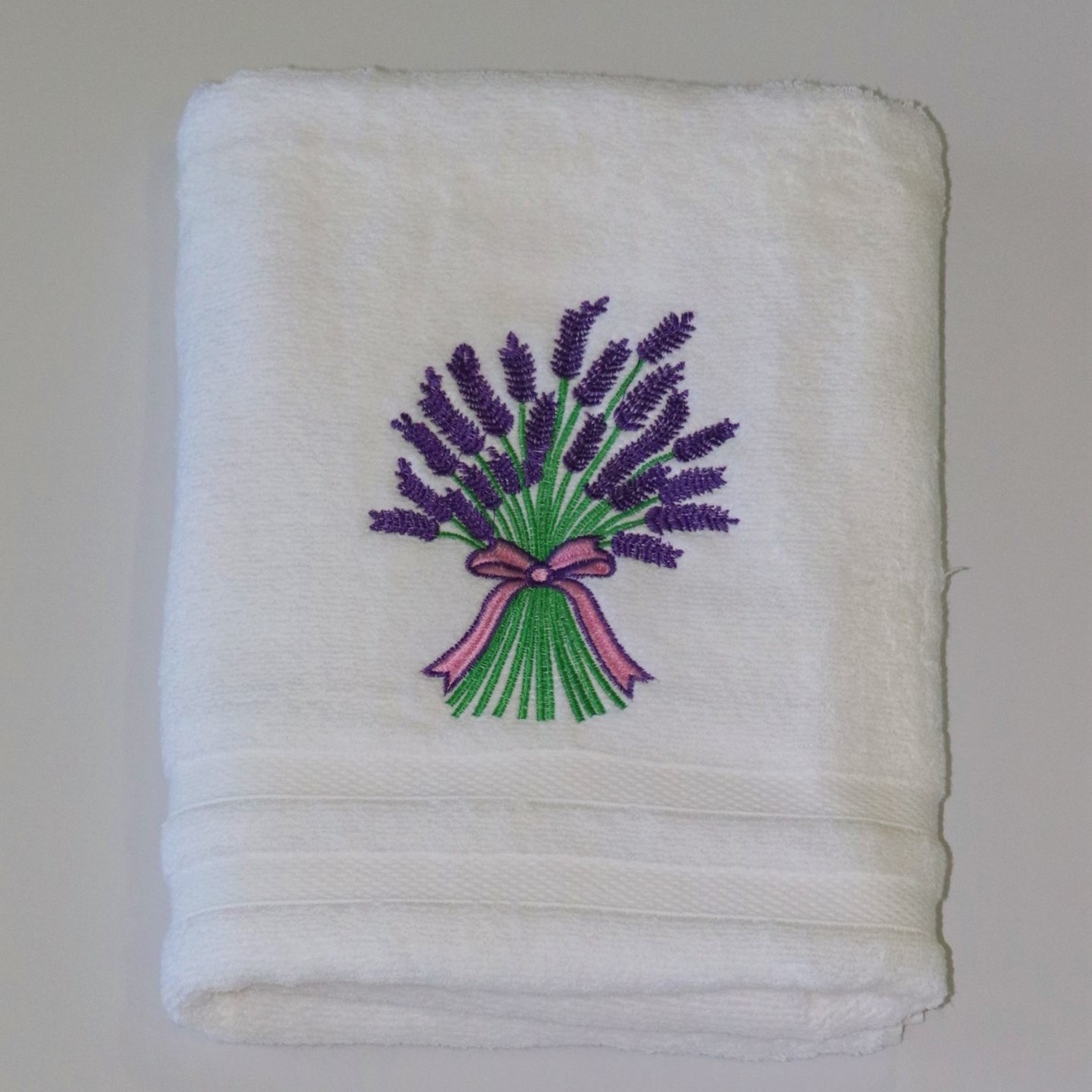 Lavender Embroidered Cotton Bath Towel