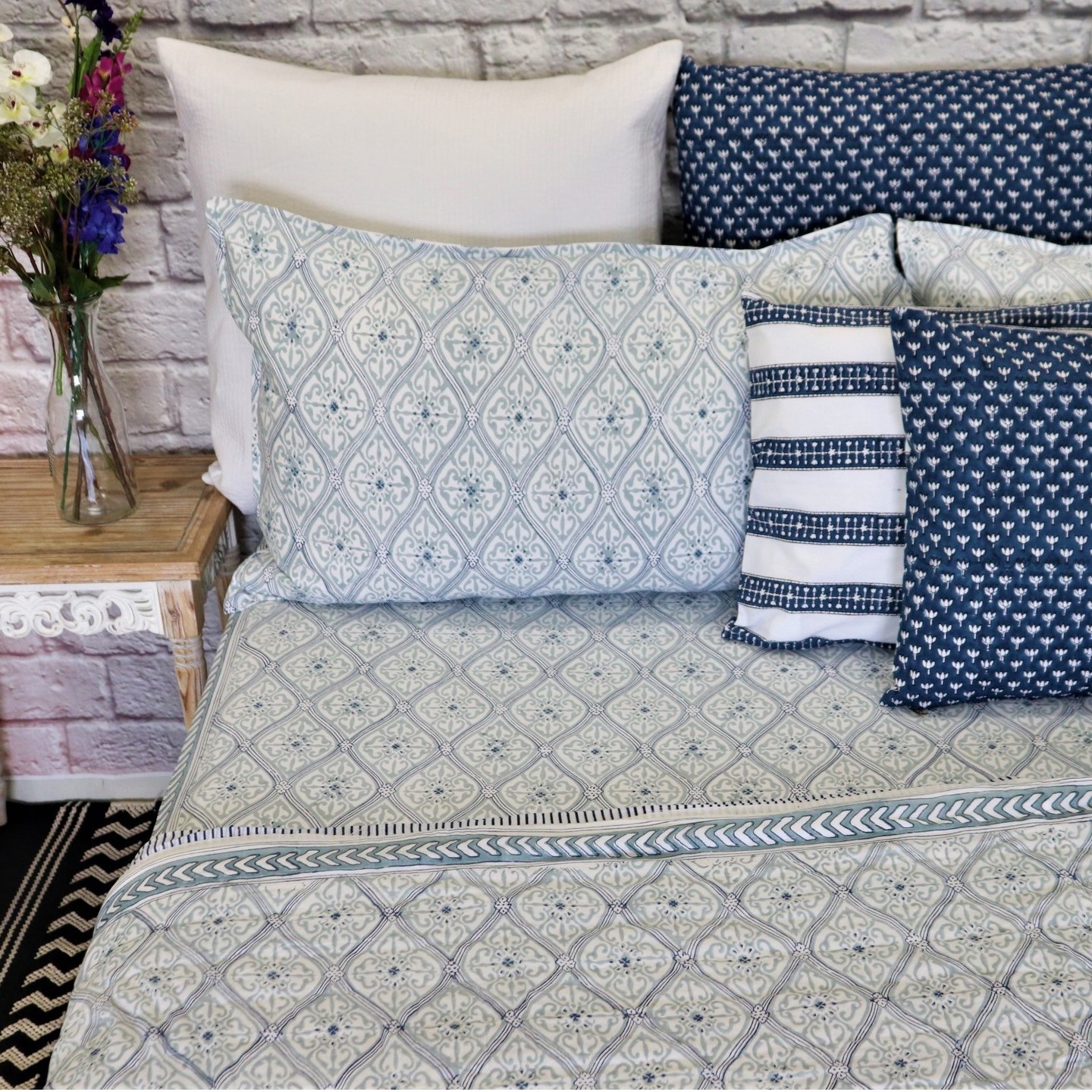 800TC Twilight Blue King Size Fitted Sheet Set
