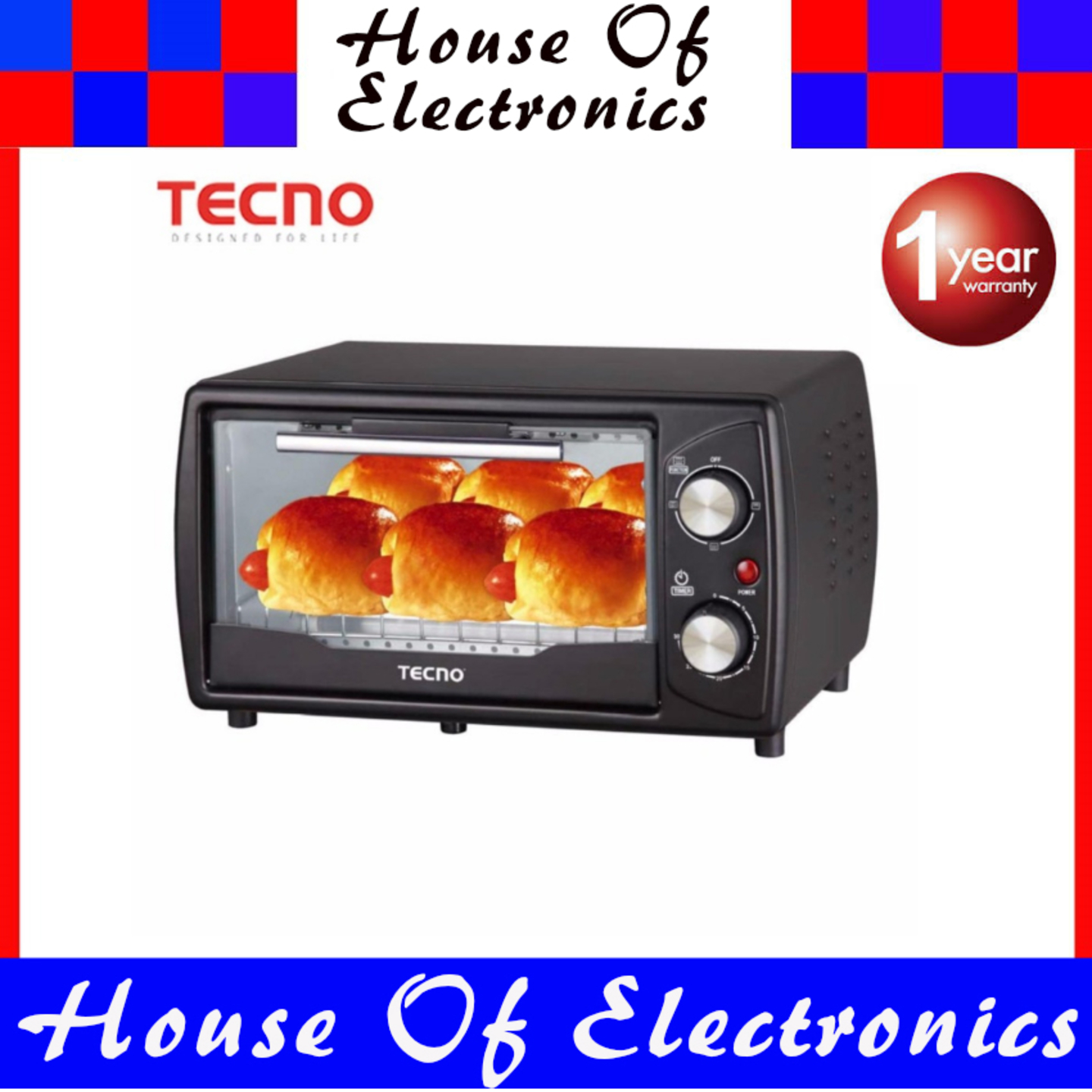 Tecno TOT9003 Oven Toaster. 1 Year Warranty. PSB Safety Mark Approved.