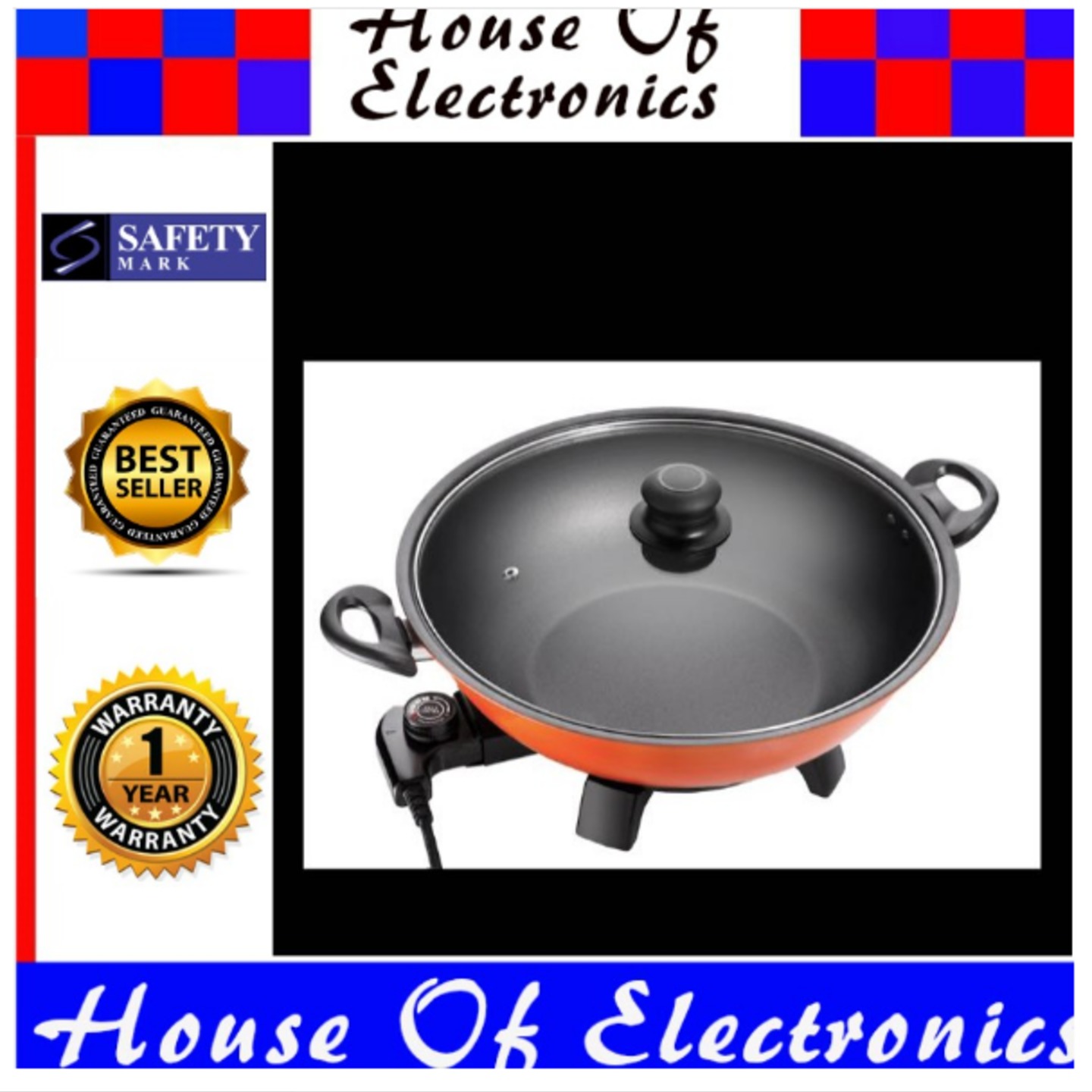 Mazura MZ14A 14" Electric Wok Pan. 1 Year Warranty. Safety Mark Approved