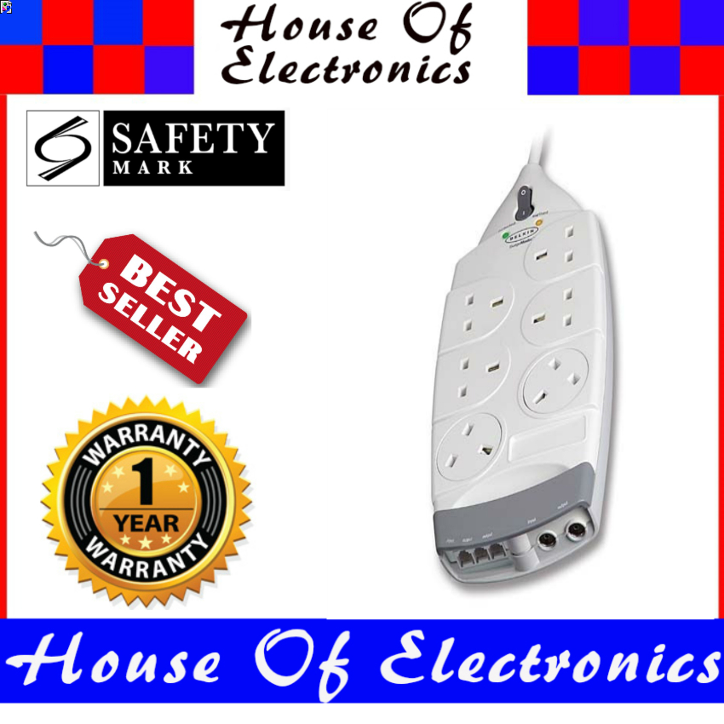 Belkin Advanced Series 6-Socket Surge Protector. 1 Year Warranty. PSB Safety Mark Approved.