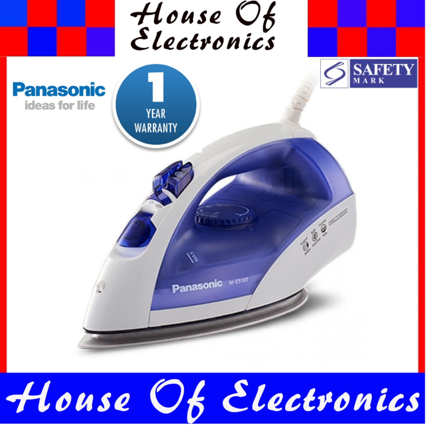 *Safety Mark Approved * Panasonic NI-E510T Steam Iron.